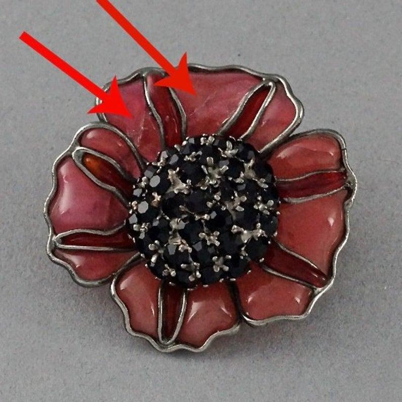 Vintage LOULOU de la FALAISE GRIPOIX Clustered Rhinestone Flower Pendant Brooch 6