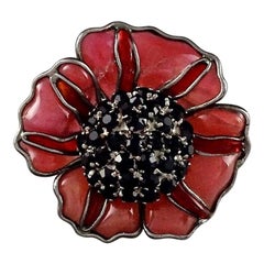 Vintage LOULOU de la FALAISE GRIPOIX Clustered Rhinestone Flower Pendant Brooch