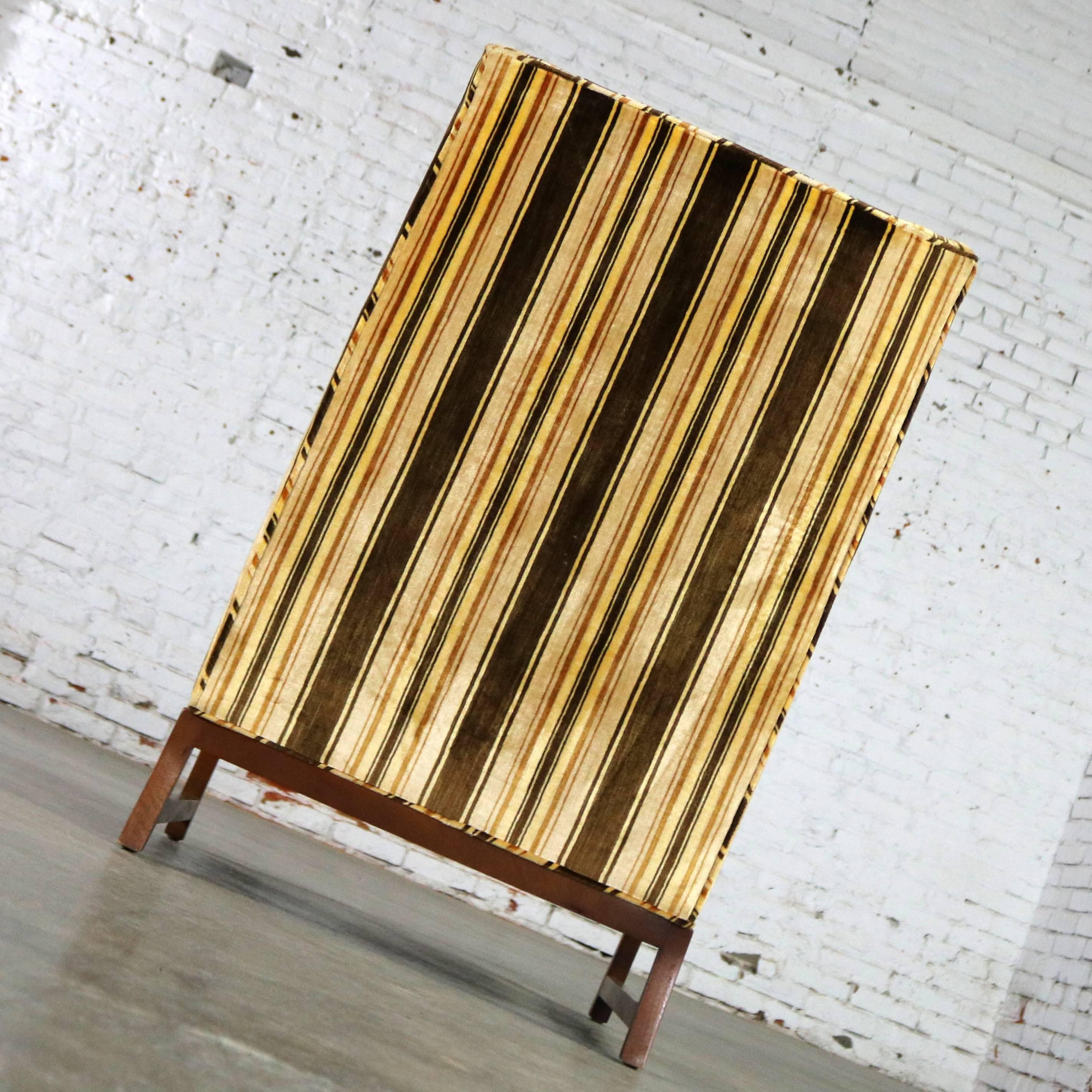 Vintage Lounge Chair after Edward Wormley for Dunbar Larsen Style Stripe Velvet 6