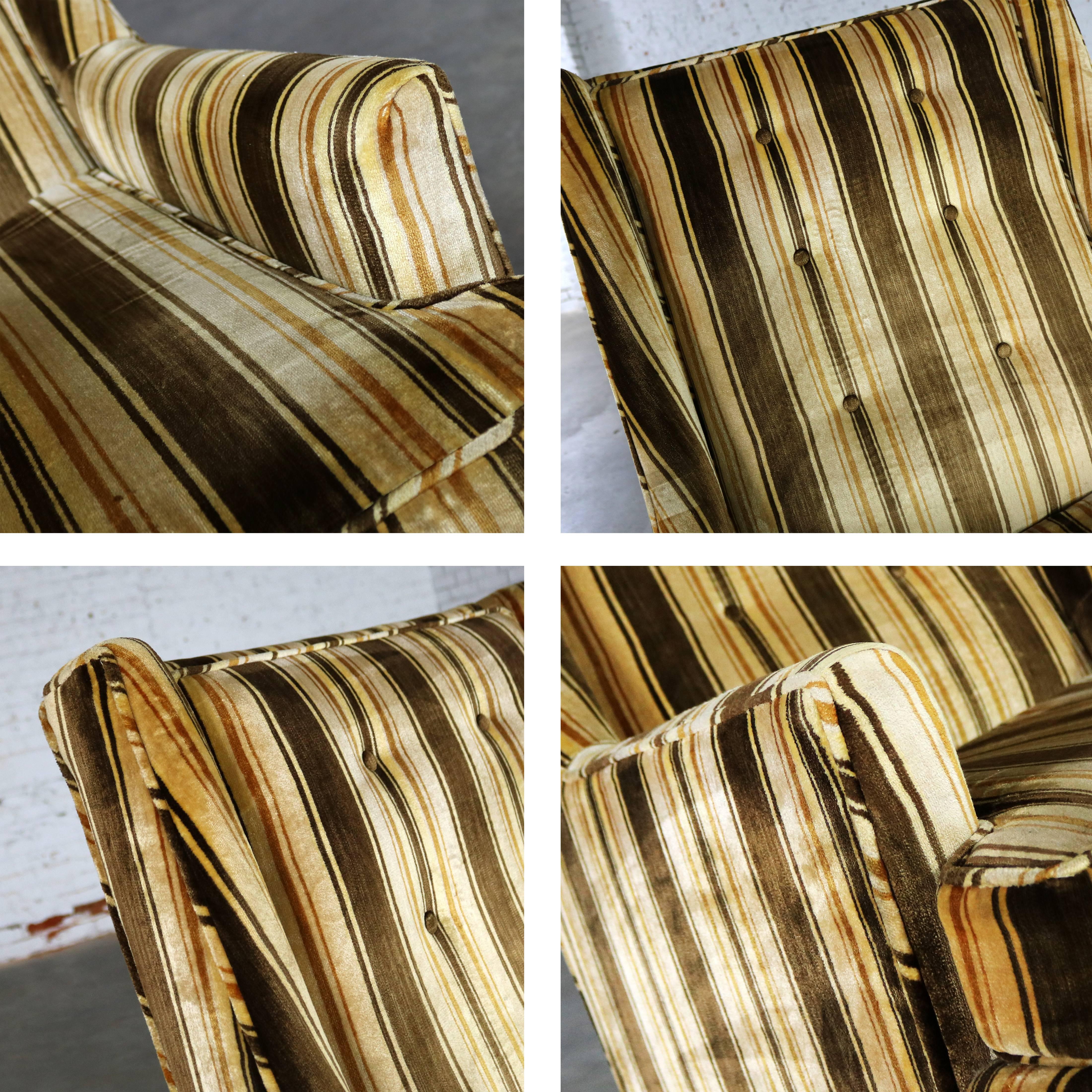 Vintage Lounge Chair after Edward Wormley for Dunbar Larsen Style Stripe Velvet 8