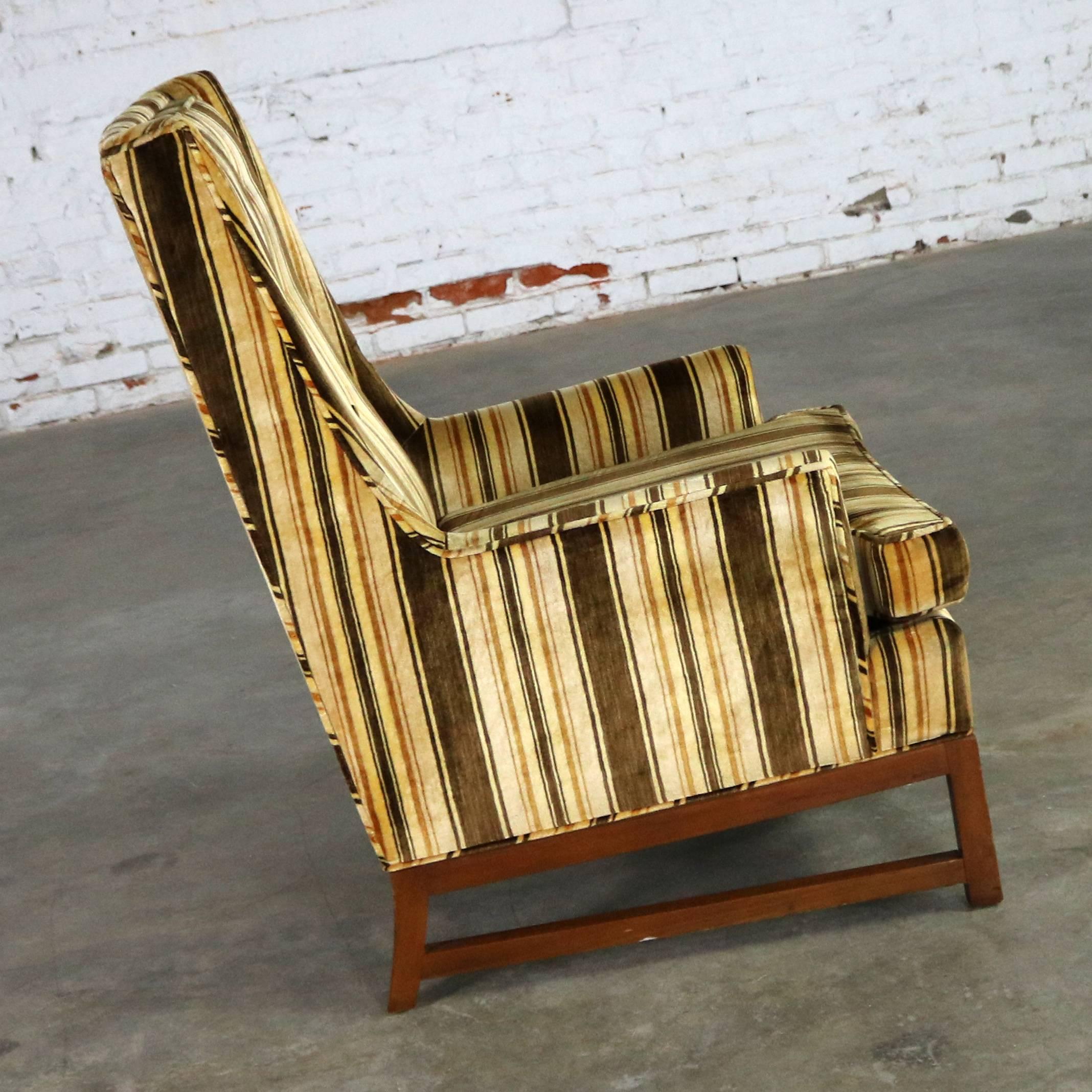 20th Century Vintage Lounge Chair after Edward Wormley for Dunbar Larsen Style Stripe Velvet