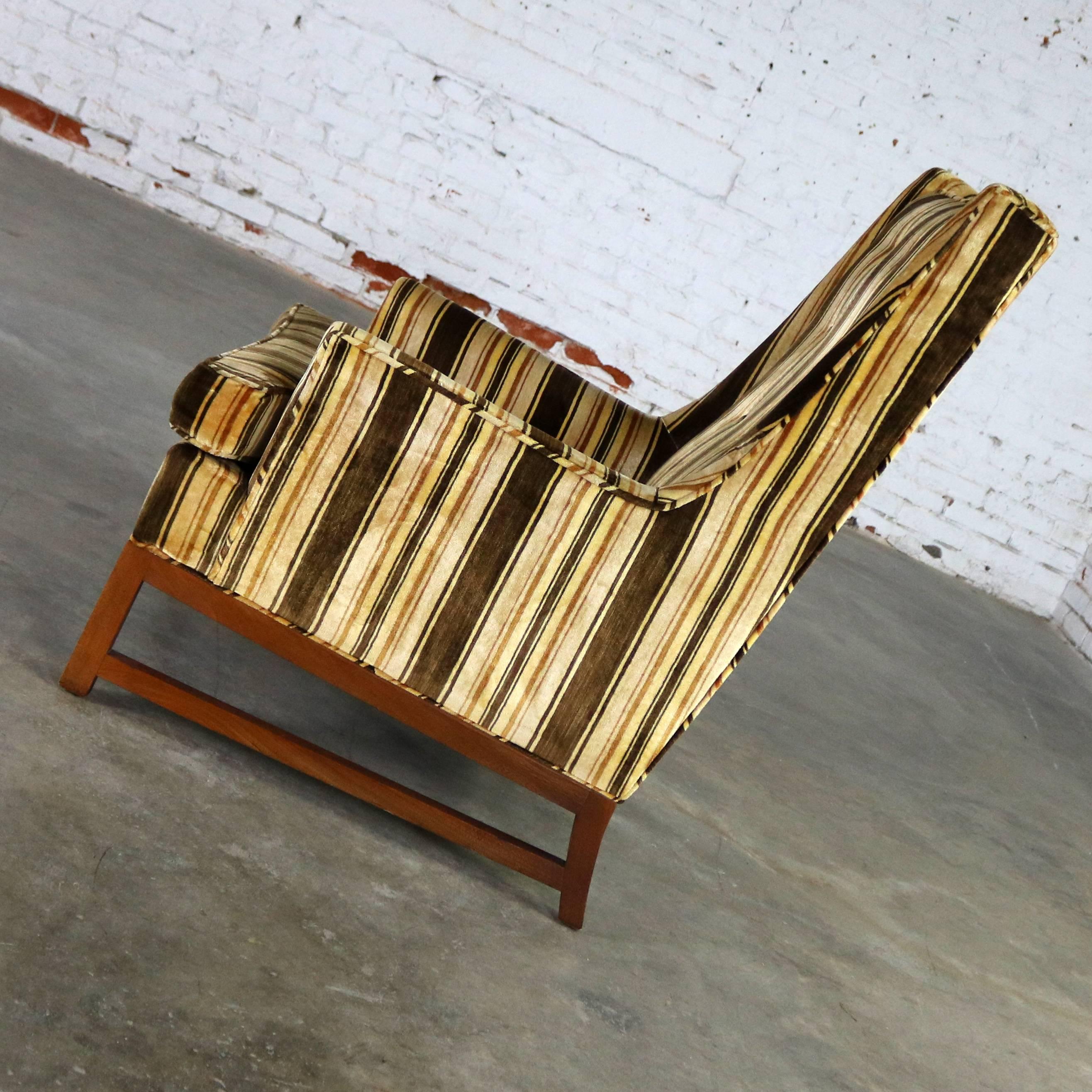 Vintage Lounge Chair after Edward Wormley for Dunbar Larsen Style Stripe Velvet 3