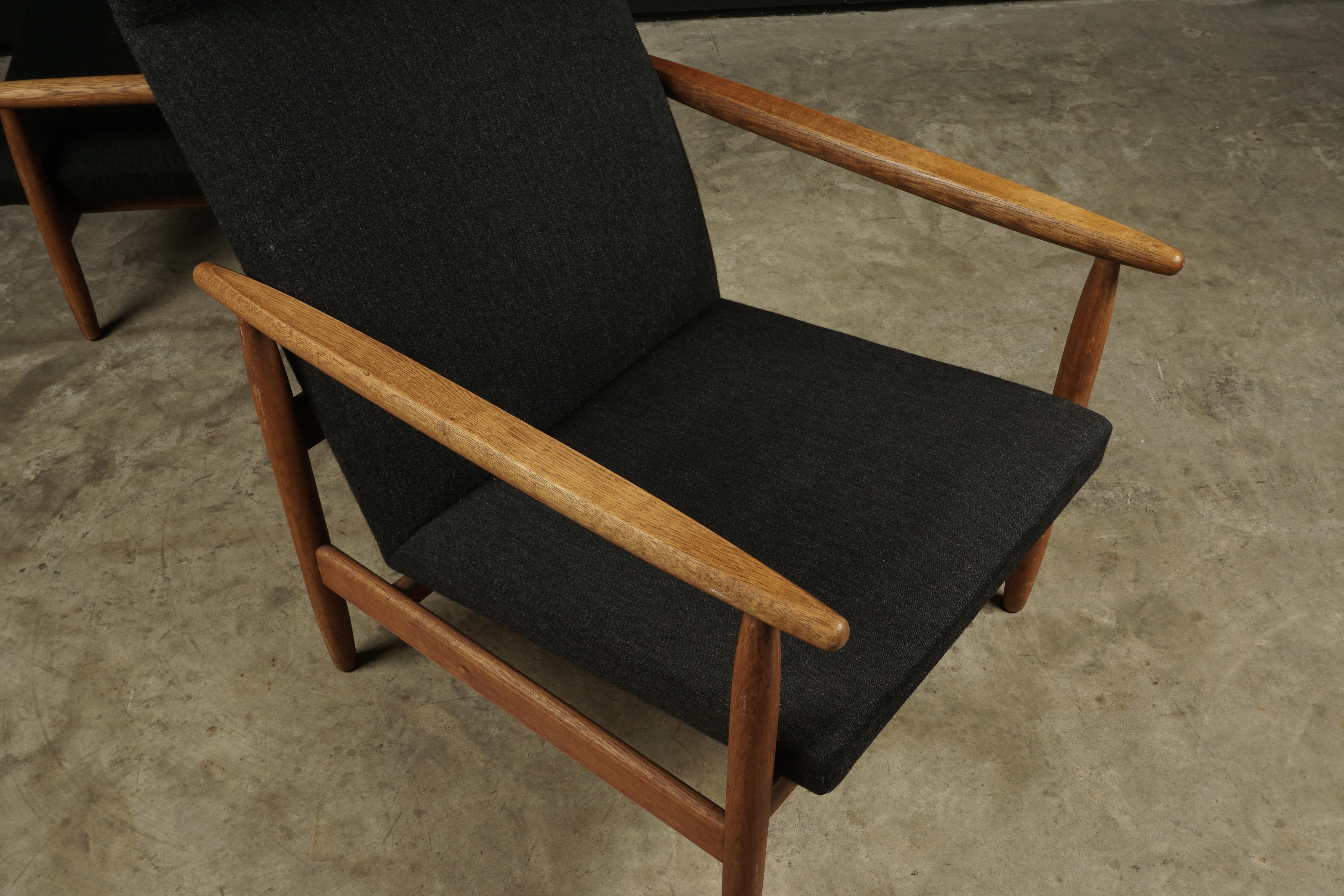 Oak Vintage Lounge Chair and Ottoman Designed by Elvind Johansson, Denmark, 1960s