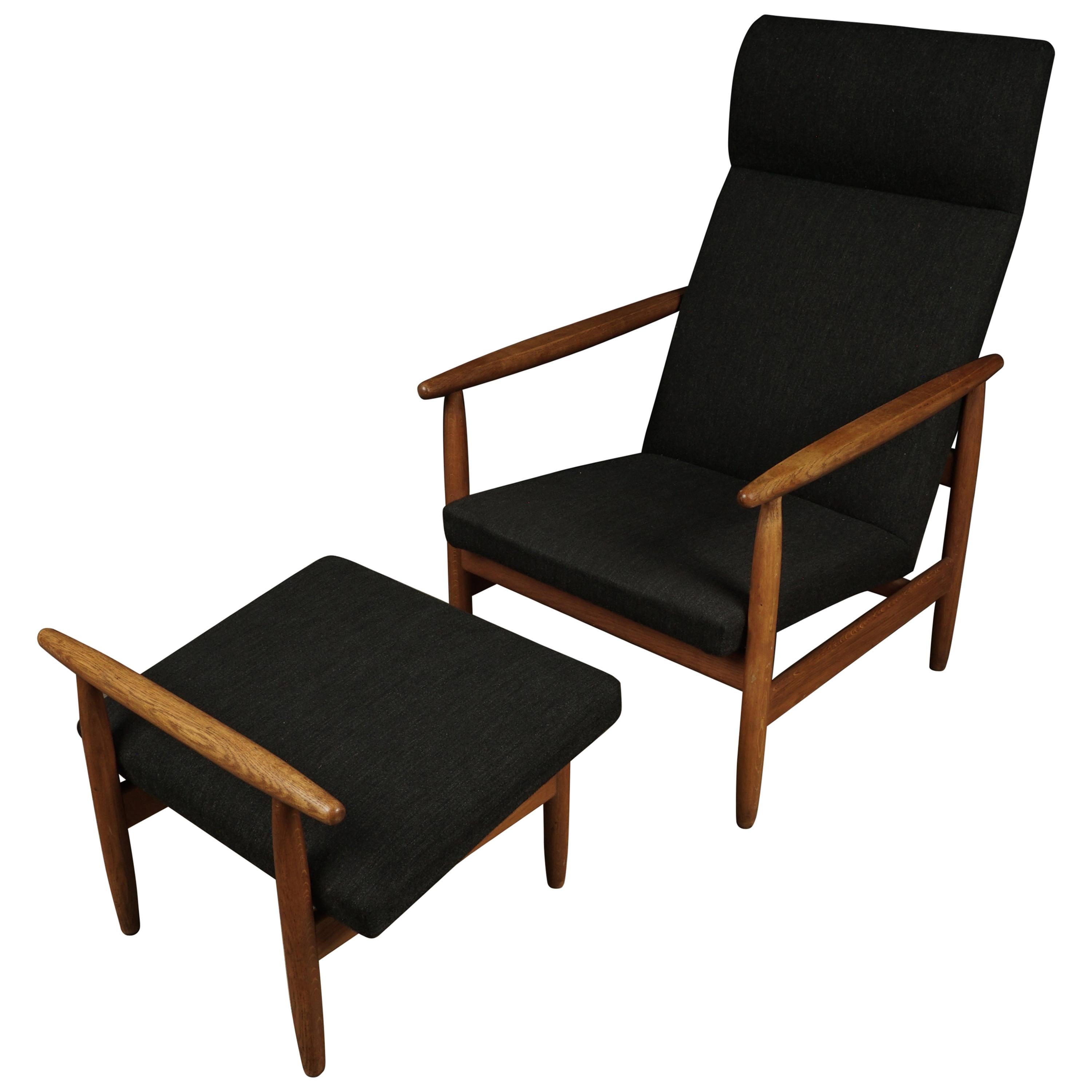 Vintage Lounge Chair and Ottoman Designed by Elvind Johansson, Denmark, 1960s