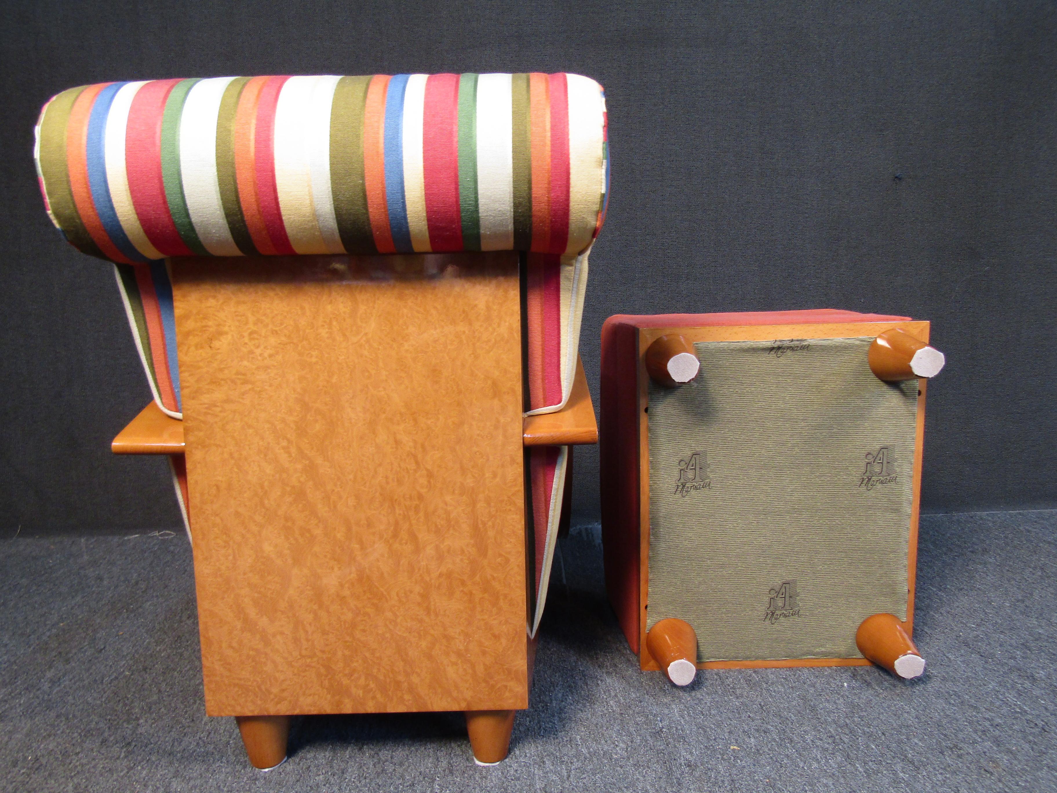 Ensemble fauteuil de salon et repose-pieds vintage par Pace Mariani Bon état - En vente à Brooklyn, NY