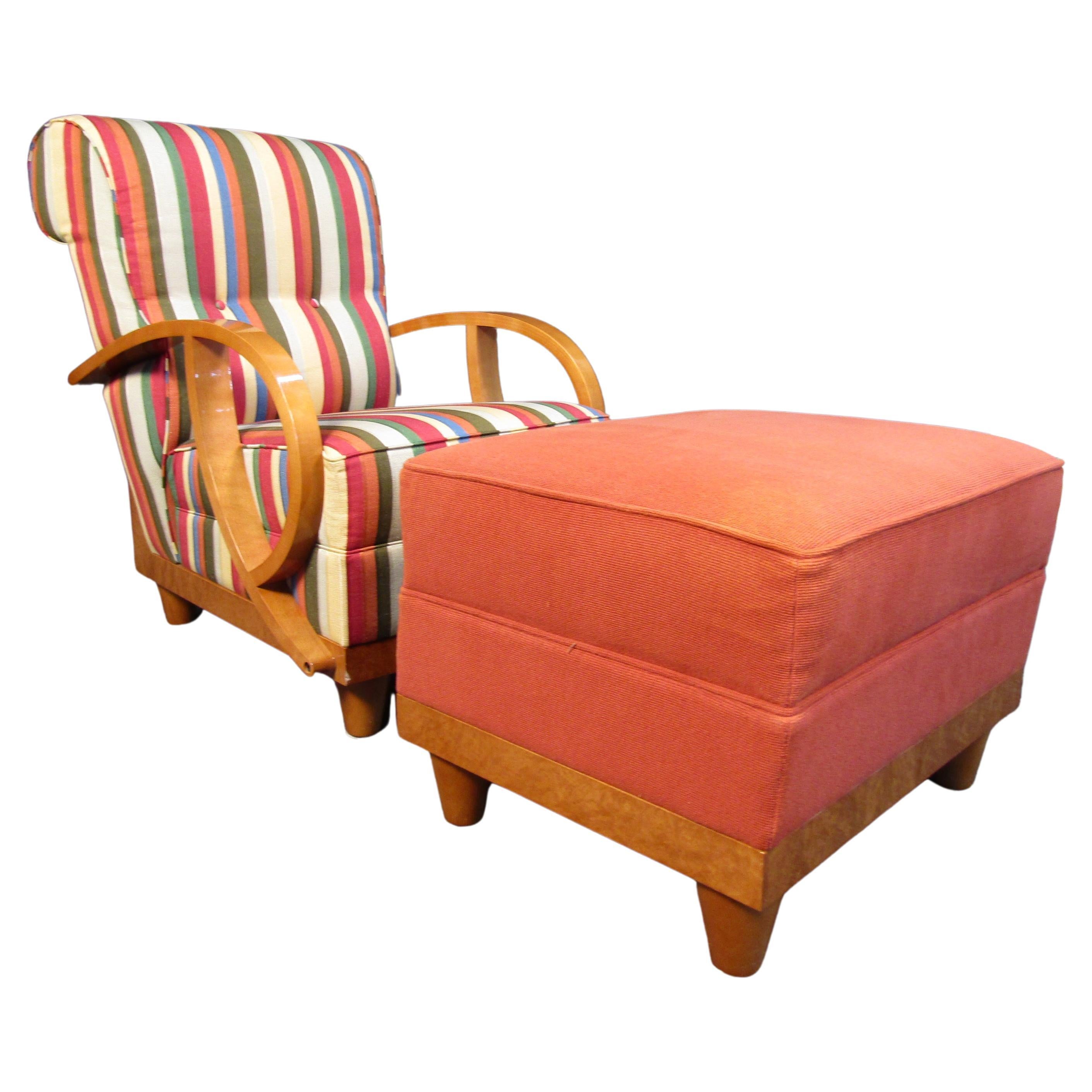 Vintage Lounge Chair and Ottoman Set by Pace Mariani