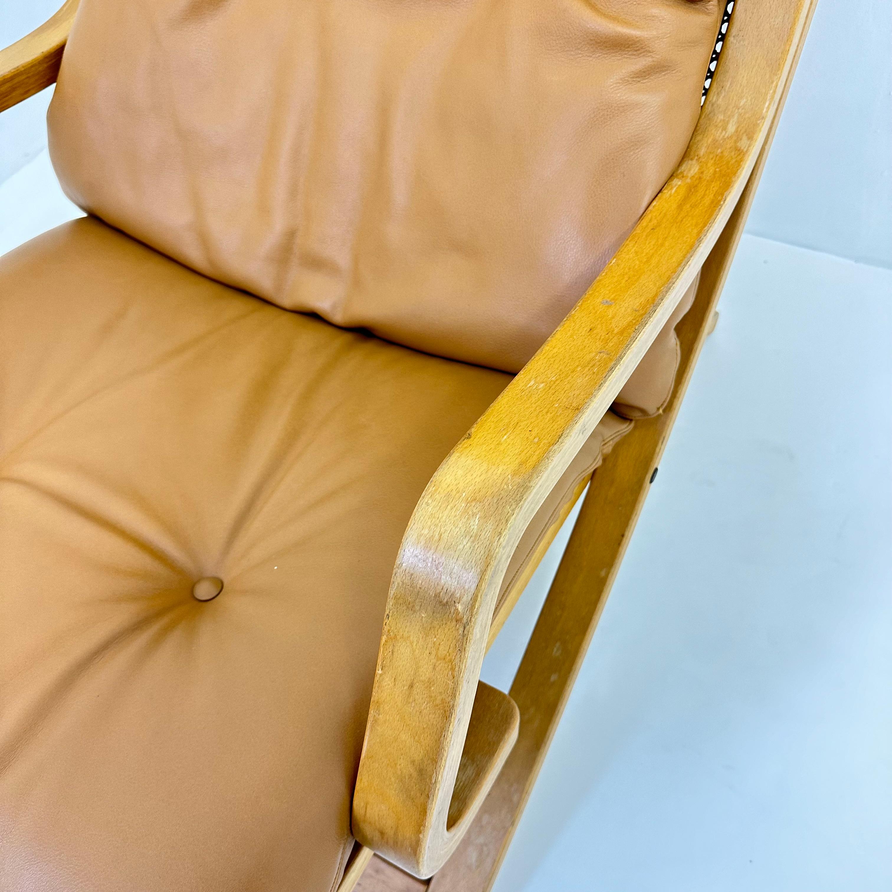Vintage lounge chair cognac leather with webbing , 1970s For Sale 5