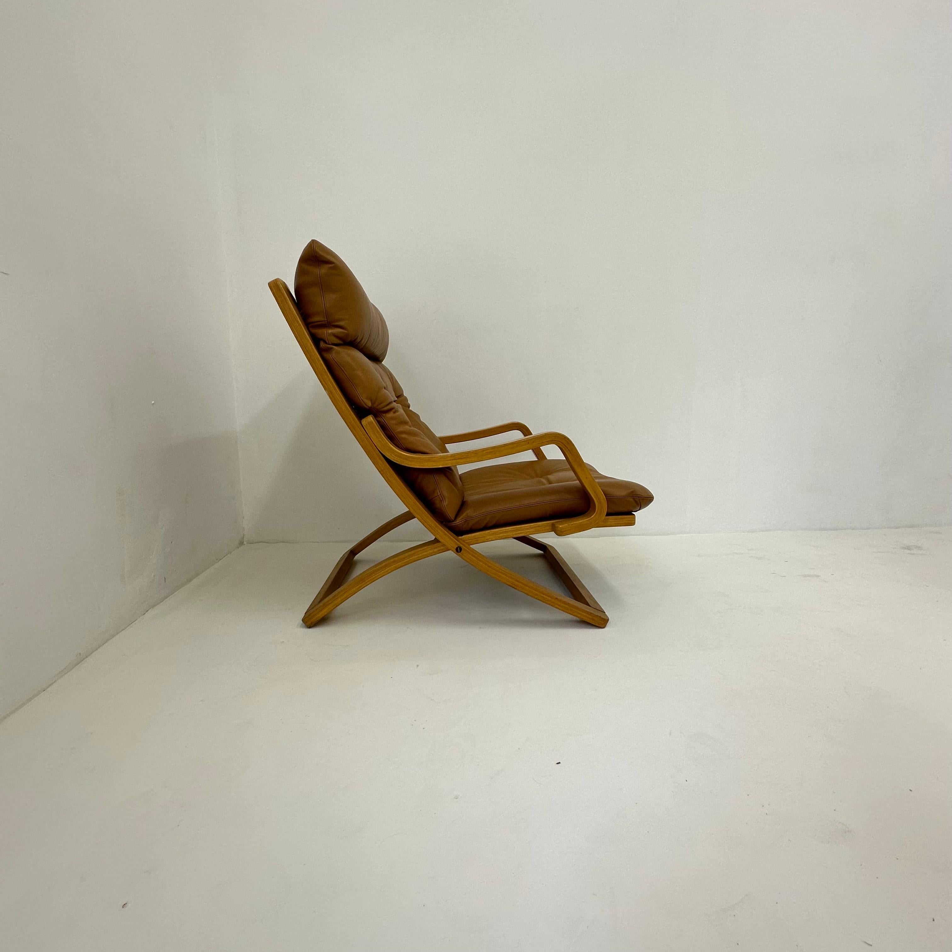 Vintage lounge chair cognac leather with webbing , 1970s For Sale 8