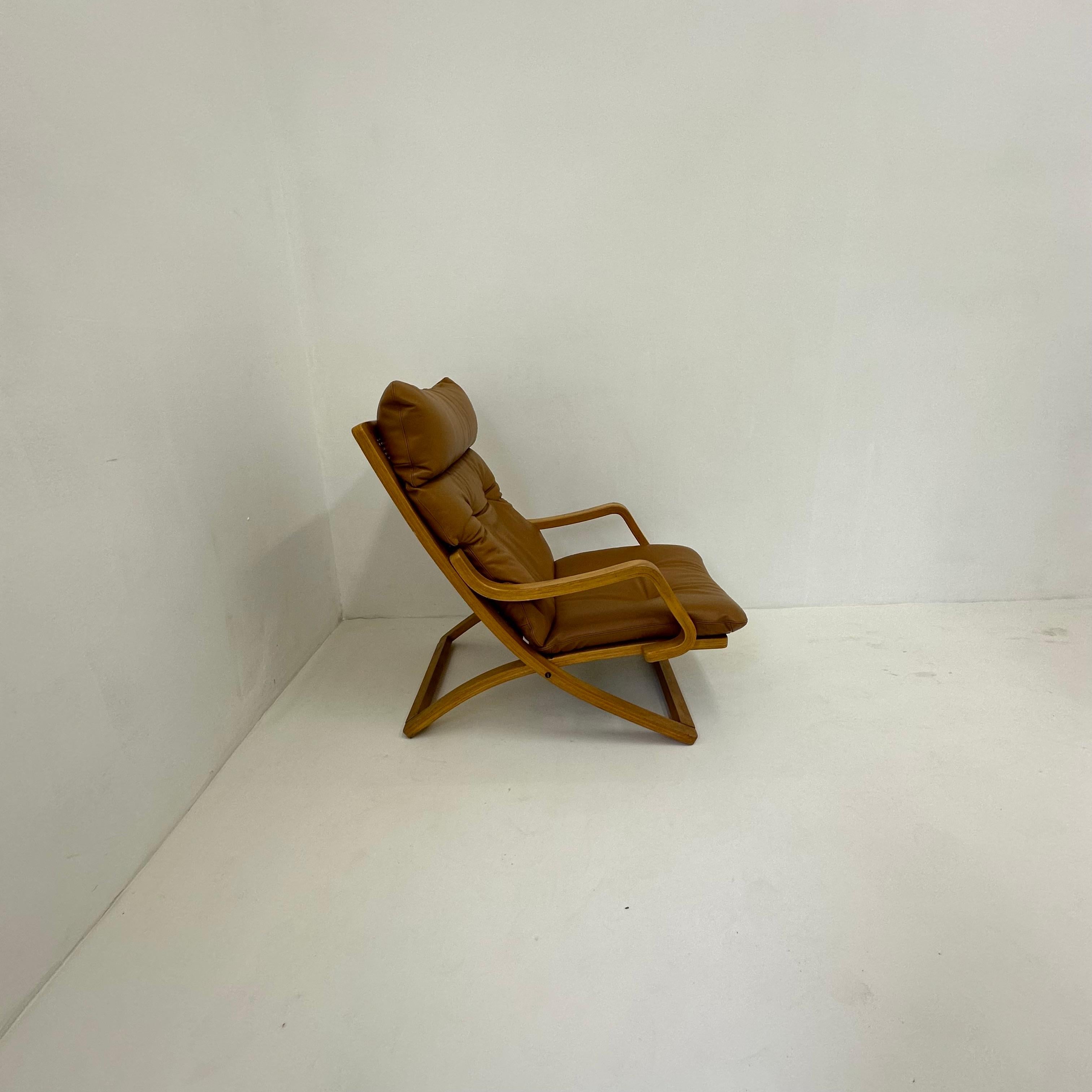 Vintage lounge chair cognac leather with webbing , 1970s For Sale 10