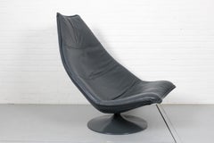Vintage Lounge Chair F585 Geoffrey Harcourt Artifort F585 in Grey Leather
