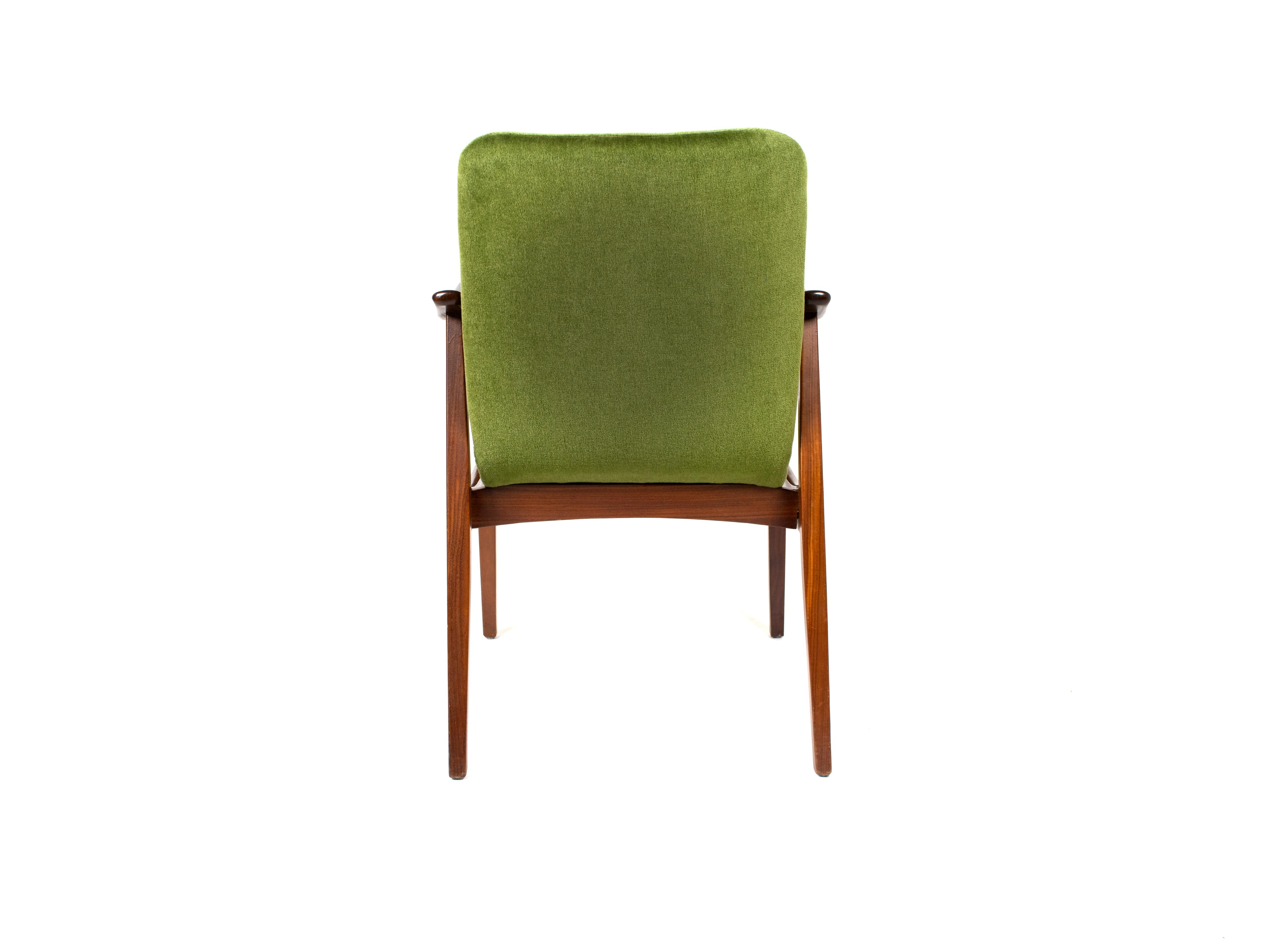 Vintage Lounge Chair in Teak and Green Velvet, Louis Van Teeffelen Style, 1960s In Good Condition In Hellouw, NL