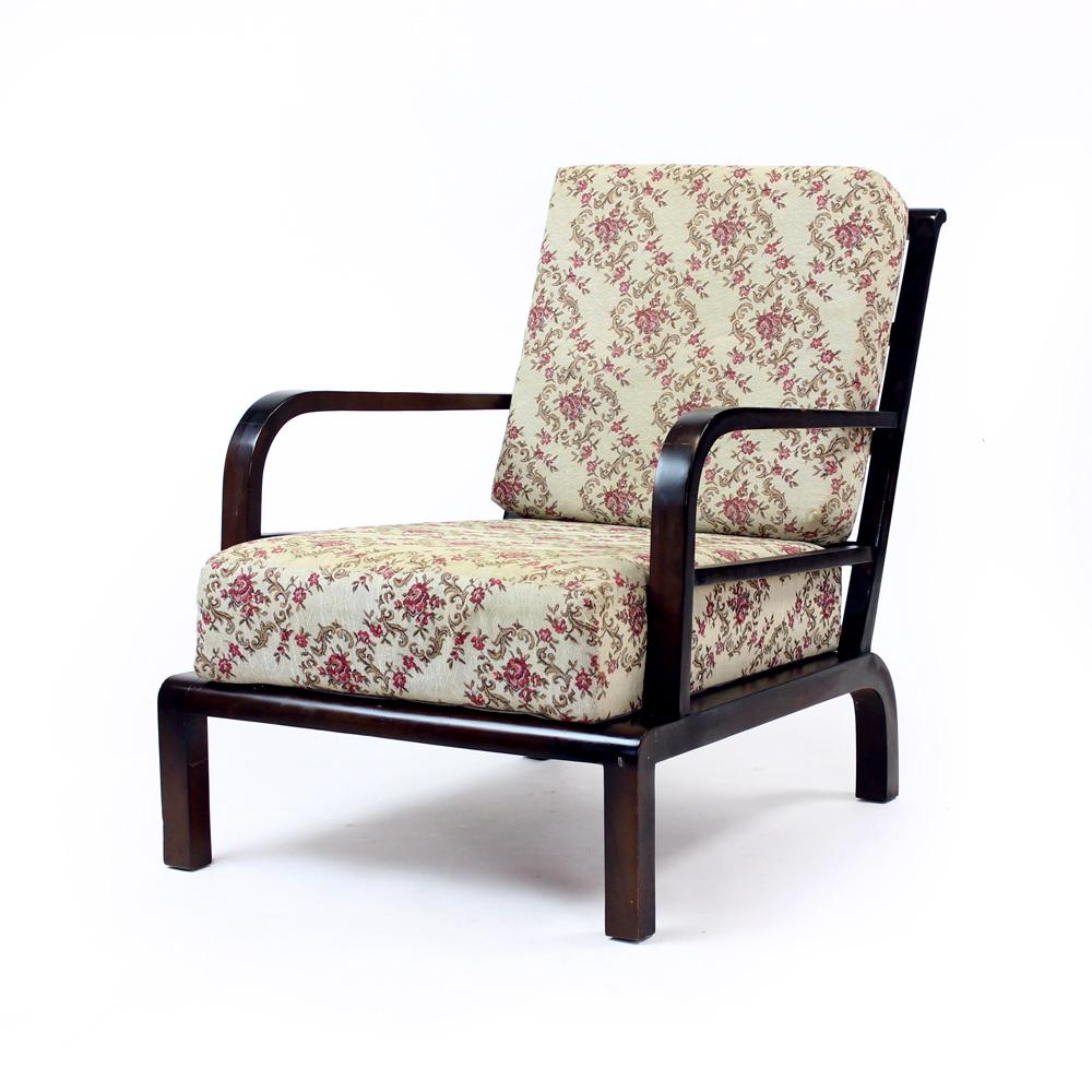 Art Deco Vintage Lounge Chair In Wood, Czechoslovakia Circa 1940s For Sale