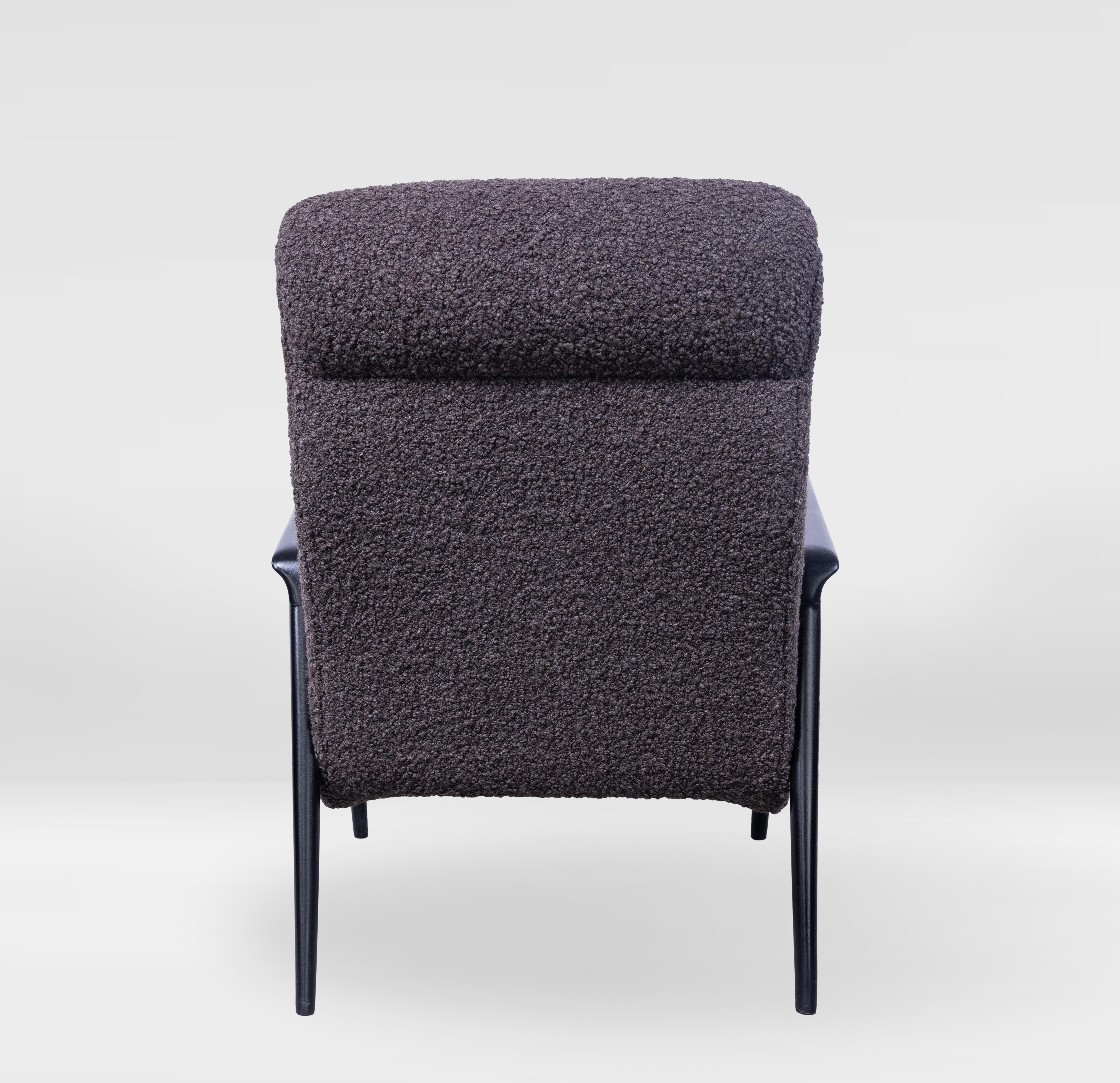 Guglielmo Veronesi Lounge Chair, Italy 1950s, Reupholstered in Alpaca Boucle’ In Good Condition For Sale In Torino, Piemonte