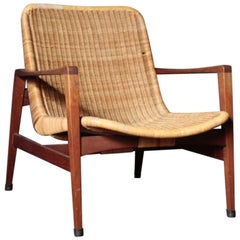 Chaise longue vintage fabriquée par Yamakawa Rattan