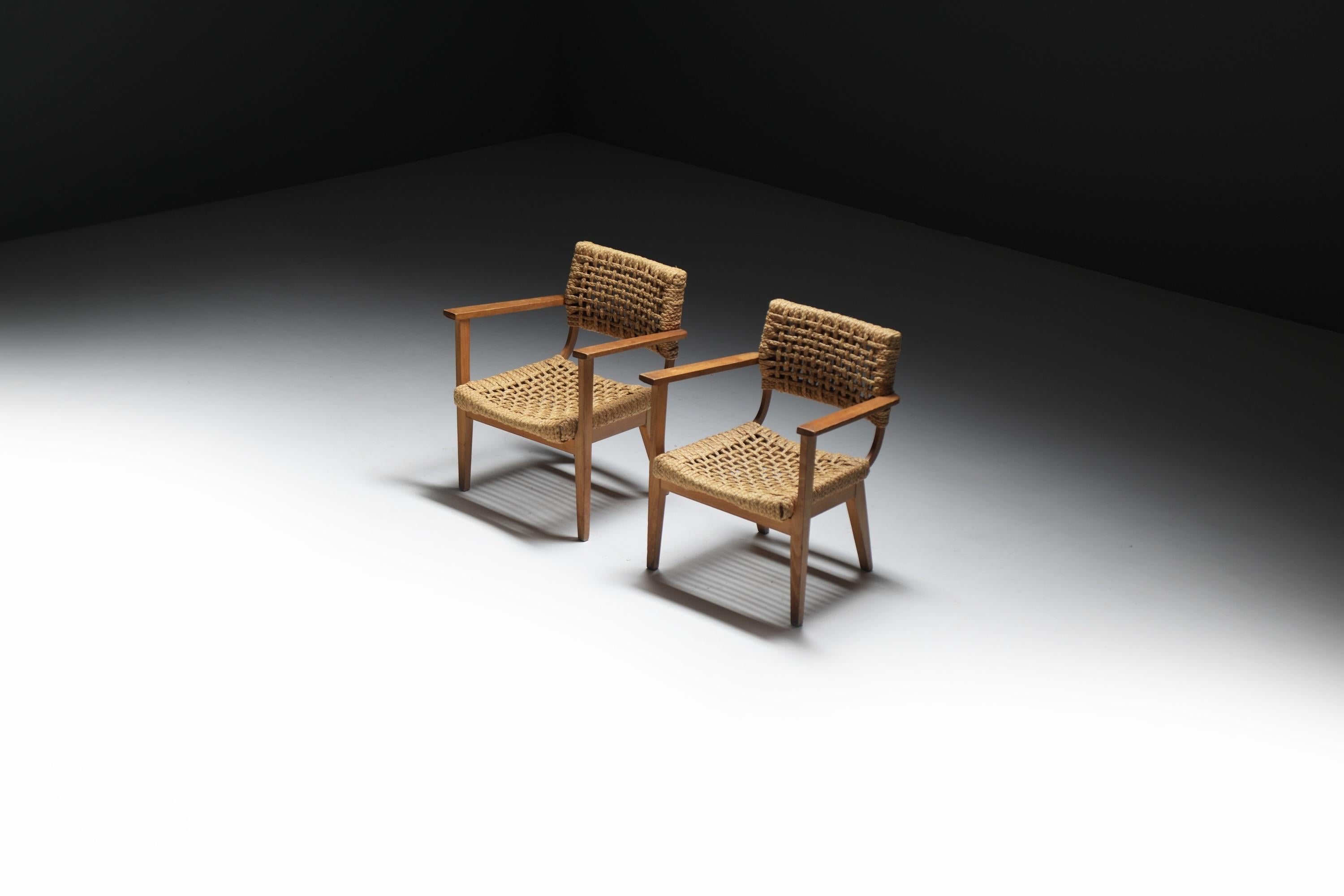 Mid-Century Modern Vintage Lounge Chairs by Atelier Adrien Audoux & Frida Minet for VIBO France For Sale
