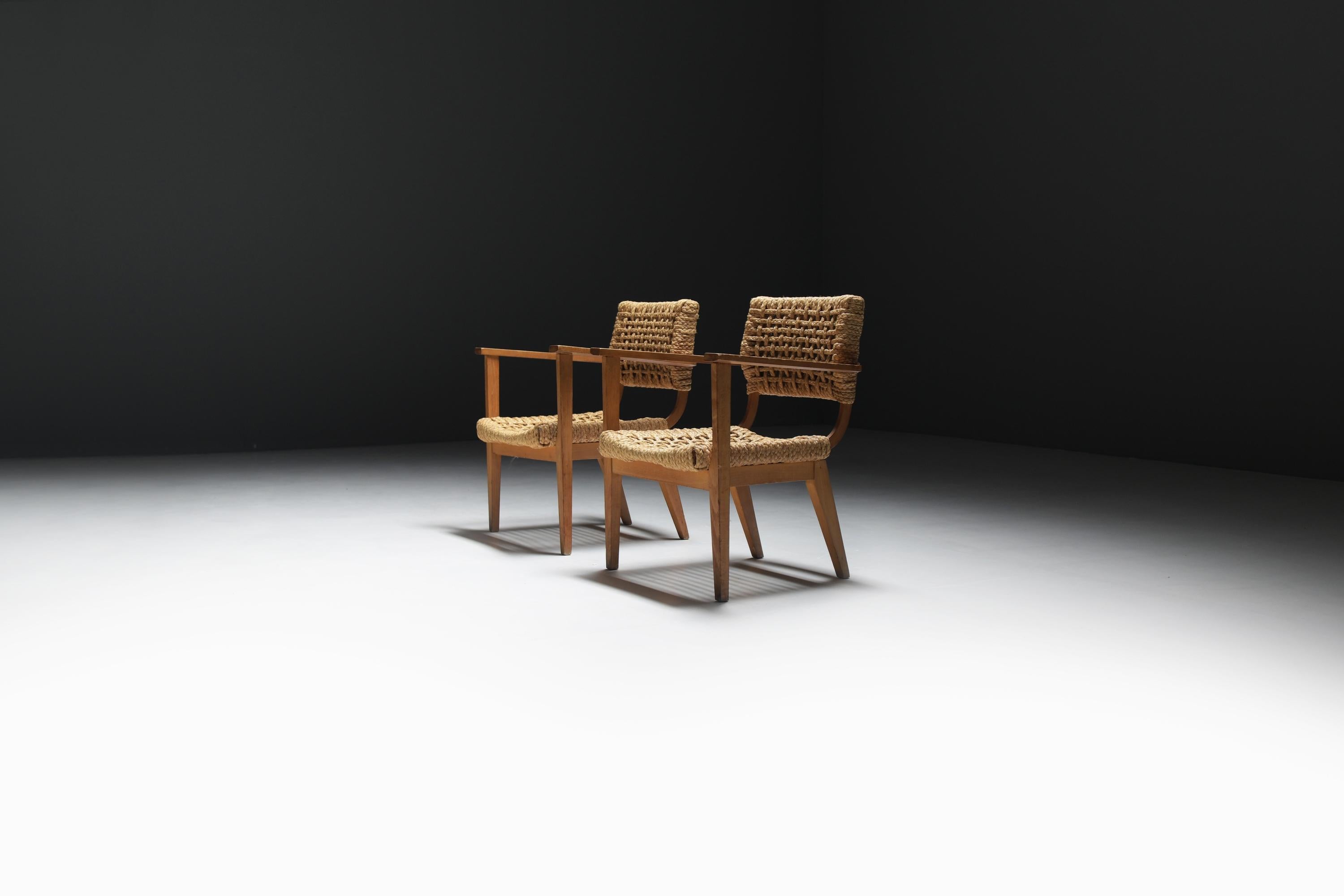 French Vintage Lounge Chairs by Atelier Adrien Audoux & Frida Minet for VIBO France For Sale