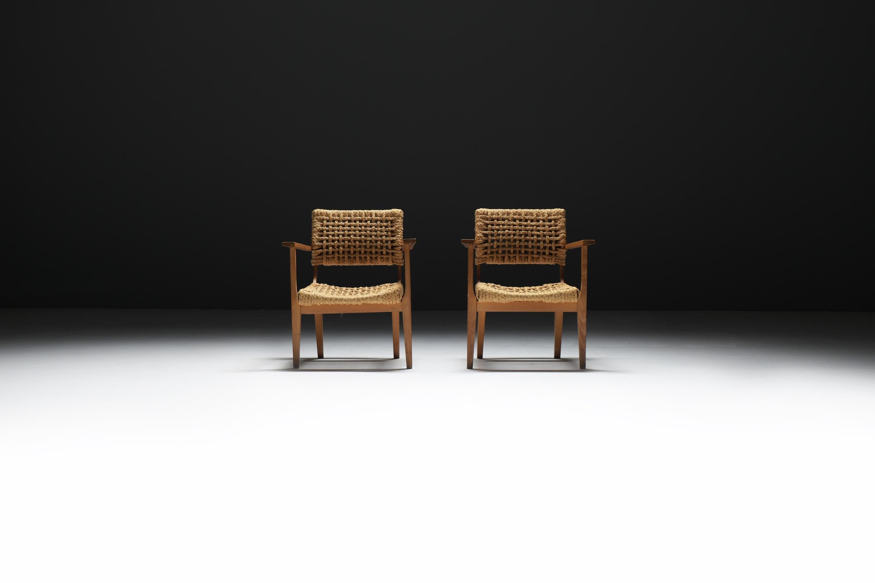 Vintage Lounge Chairs by Atelier Adrien Audoux & Frida Minet for VIBO France In Good Condition For Sale In Buggenhout, Oost-Vlaanderen