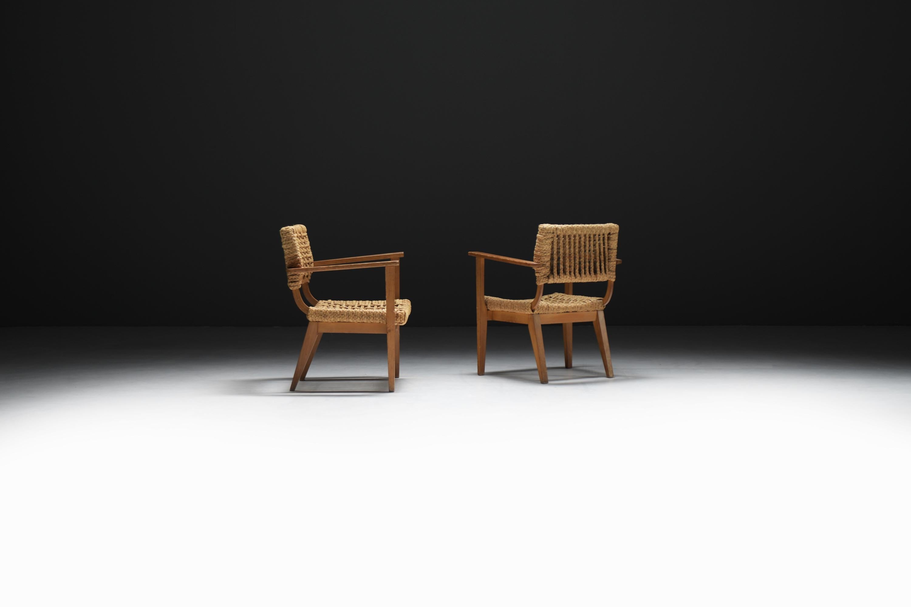 20th Century Vintage Lounge Chairs by Atelier Adrien Audoux & Frida Minet for VIBO France For Sale