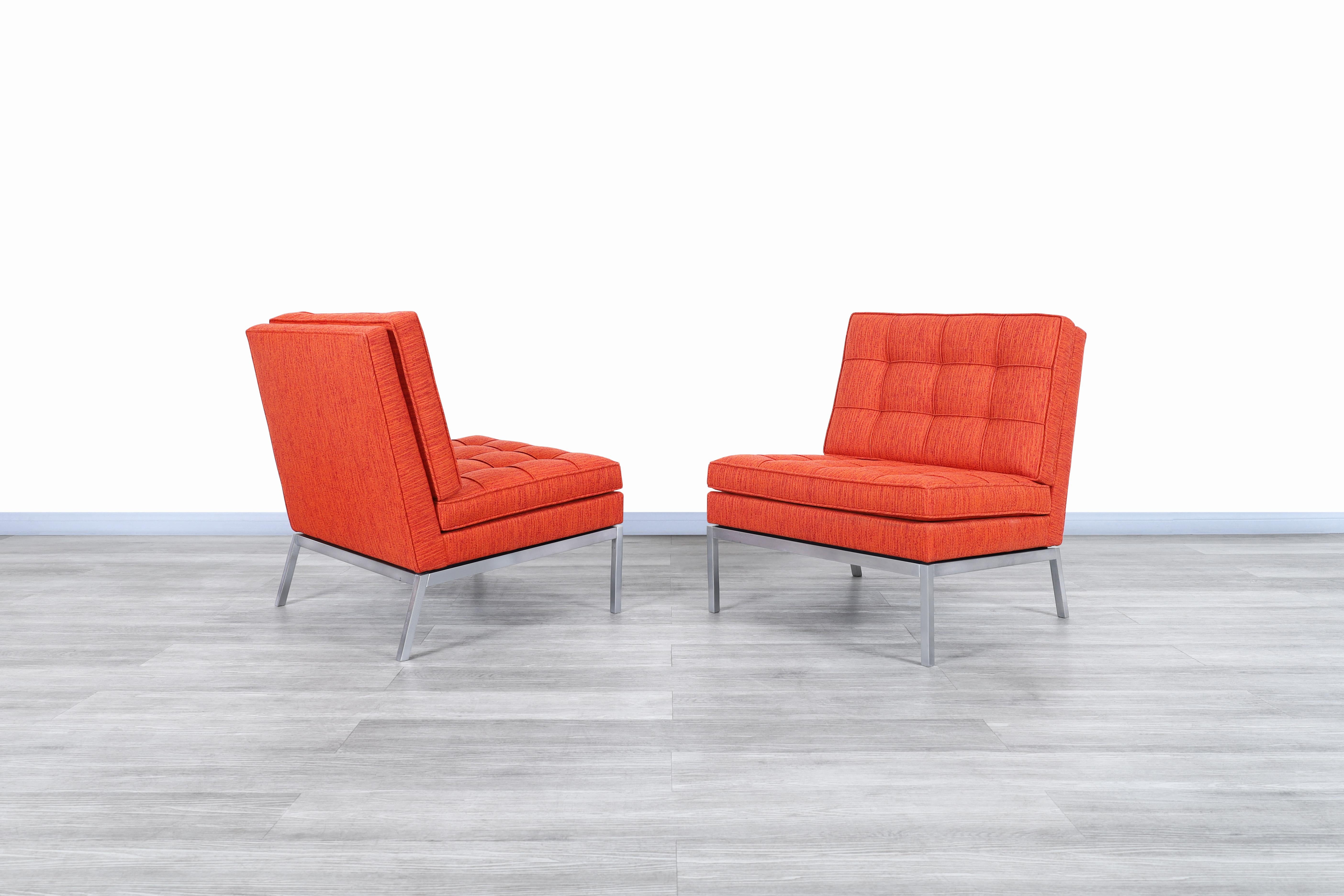 Brushed Mid-Century Modern Lounge Chairs by Florence Knoll