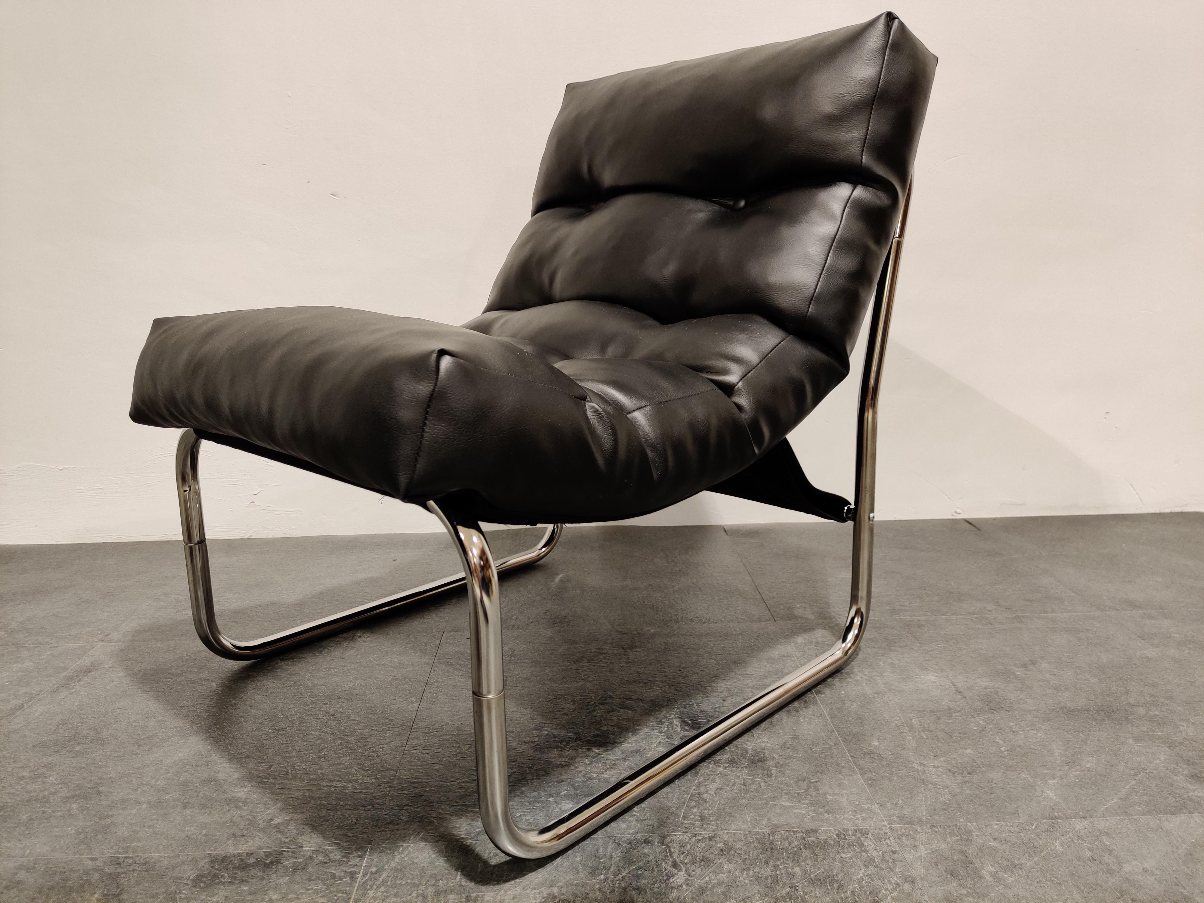 Faux Leather Vintage Lounge Chairs by Gillis Lundgren for Ikea, Set of Two, 1970s