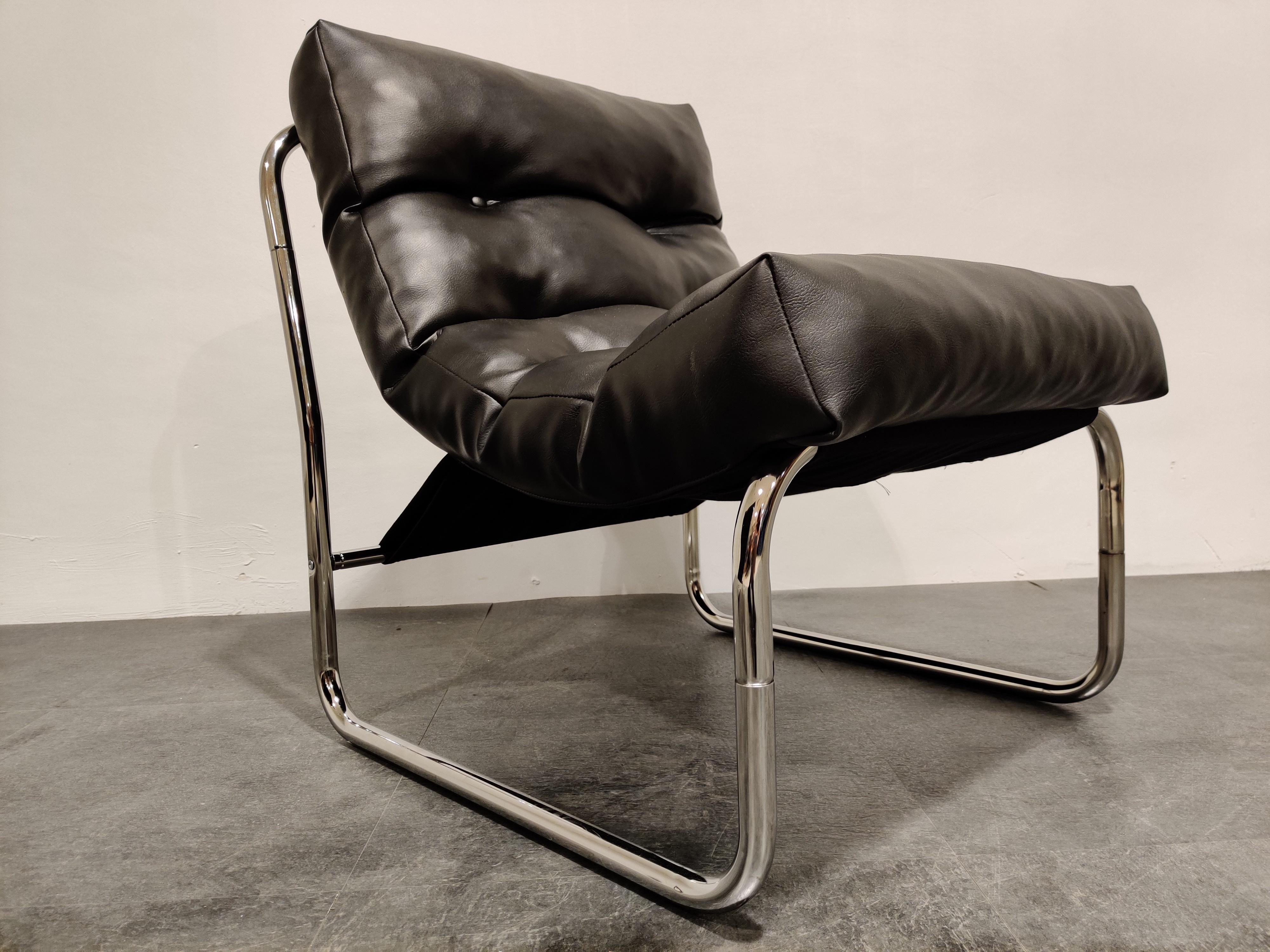 Imitation cuir Chaises Longues Vintage par Gillis Lundgren pour Ikea:: Set de Deux:: 1970s