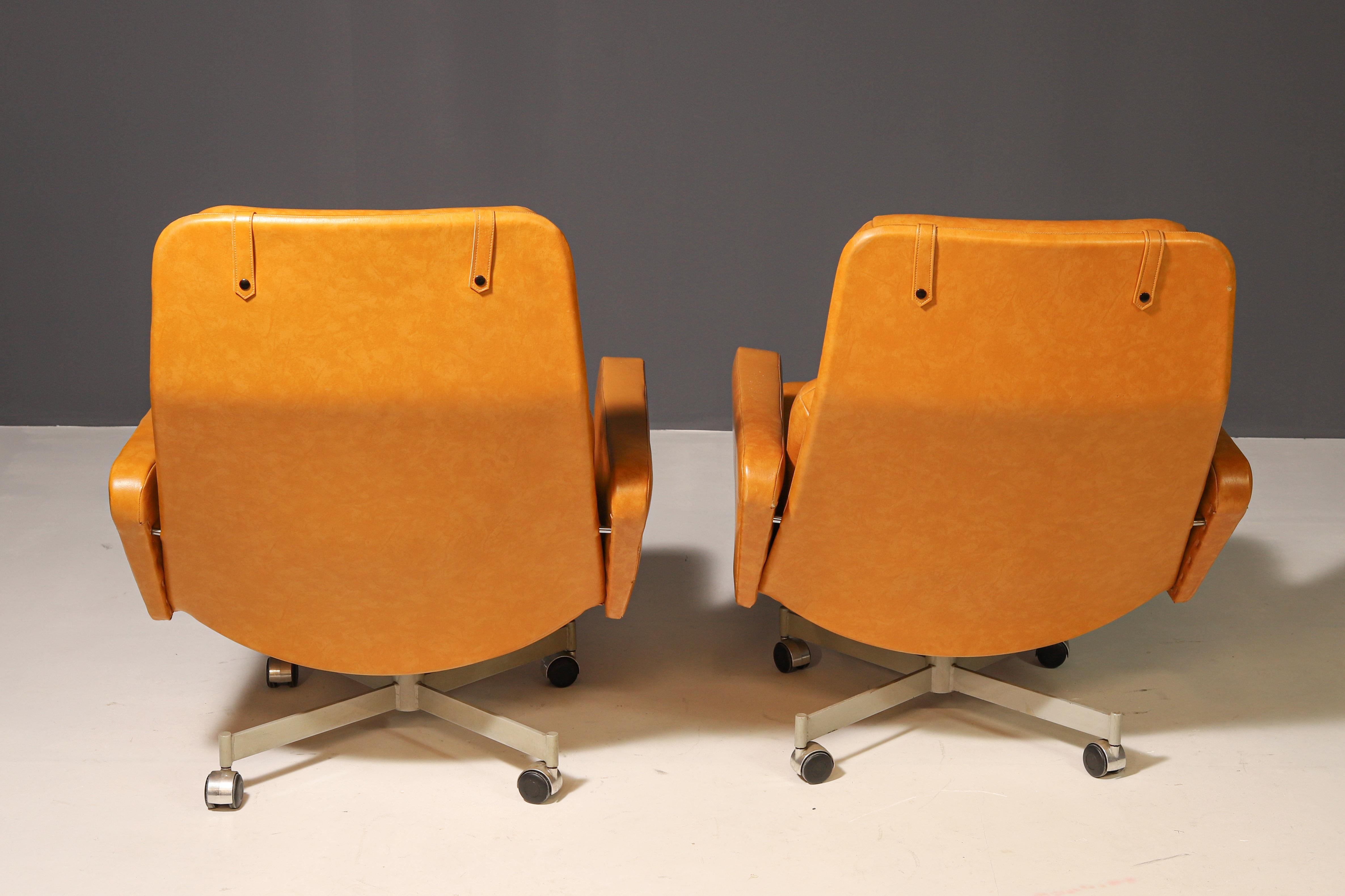 Leather Vintage Lounge Chairs by Kovona  Czechoslovakia, 1970s For Sale