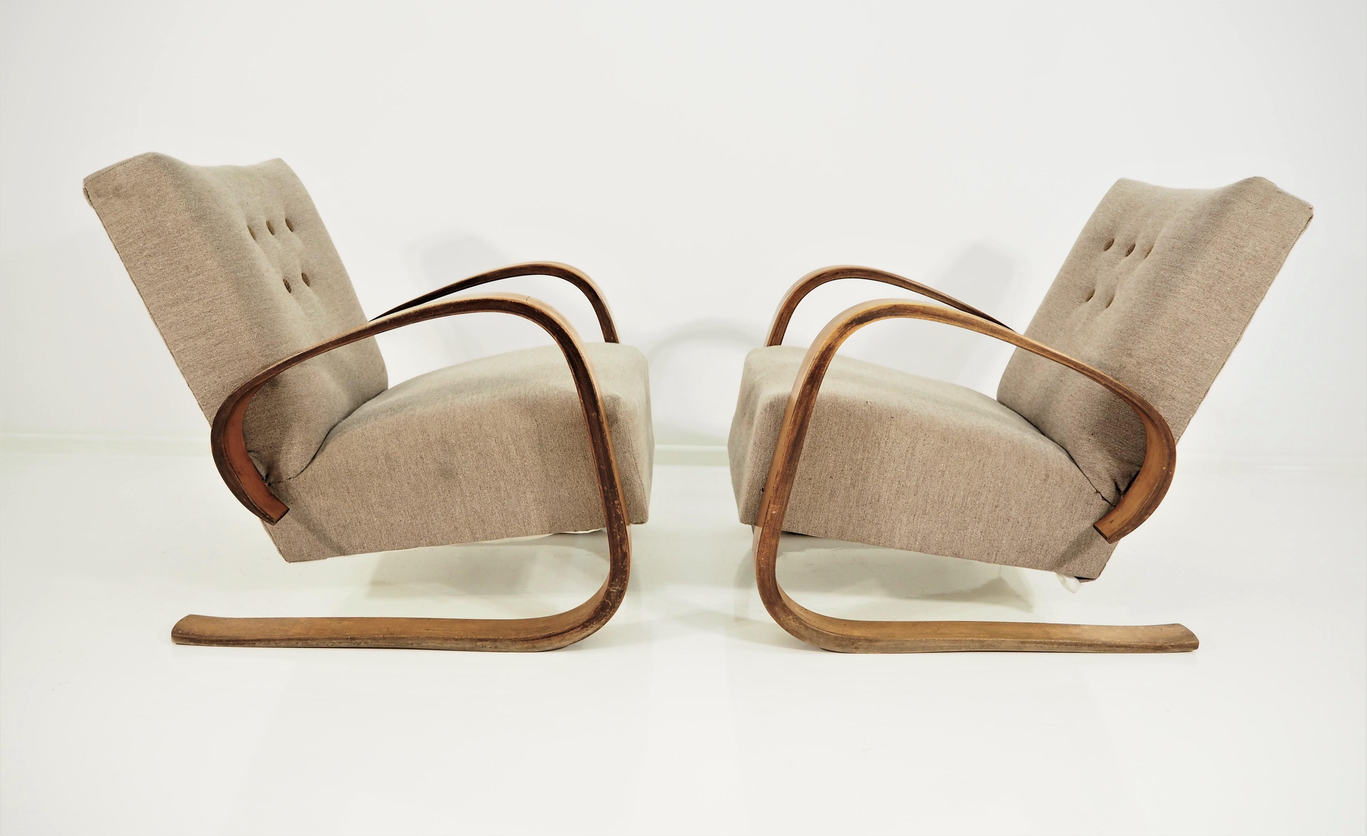  Vintage Lounge Chairs by Miroslav Navratil, 1930s, Set of 2 2