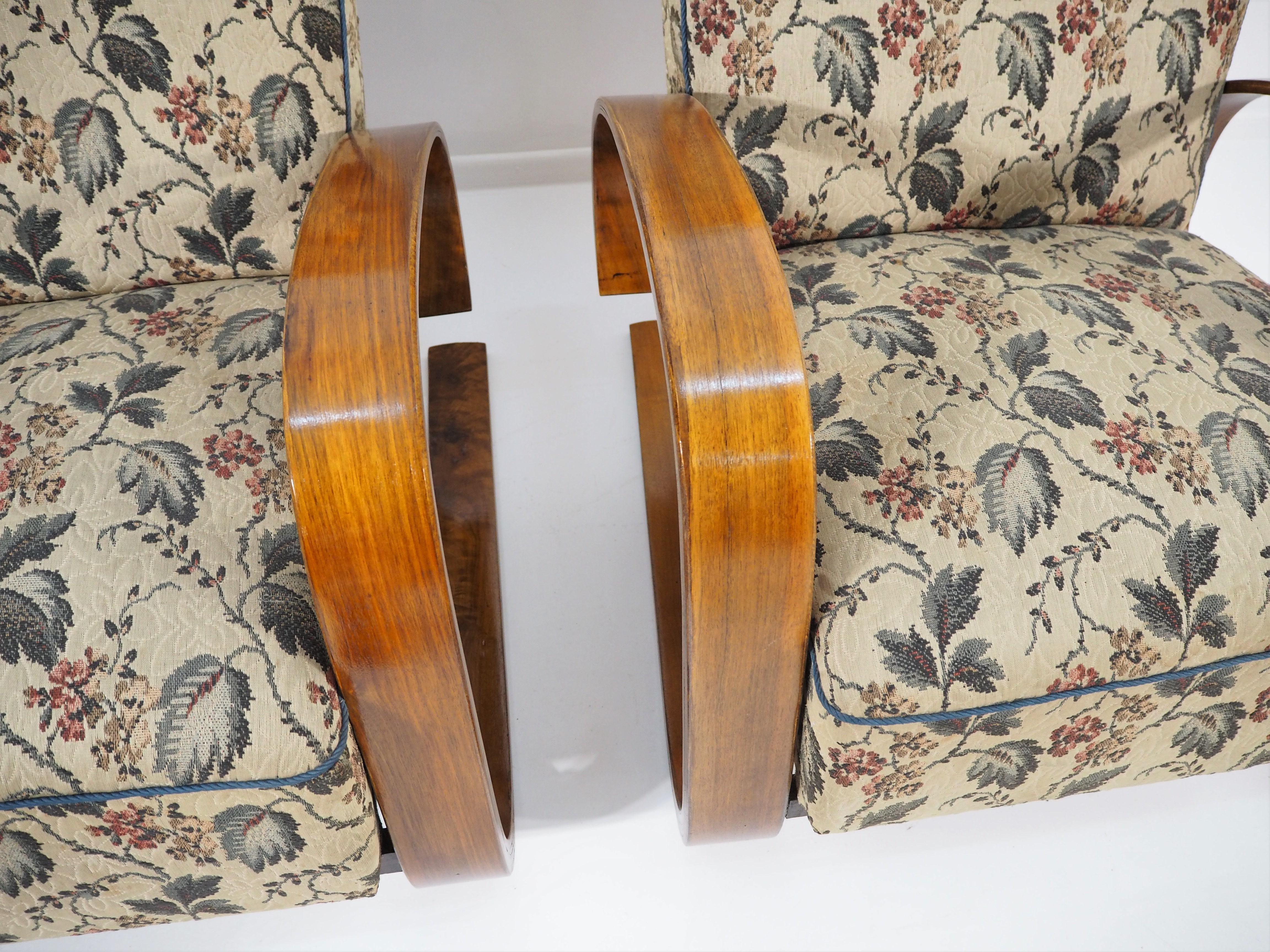 Art Deco Vintage Lounge Chairs by Miroslav Navratil, 1930s, Set of 2 For Sale