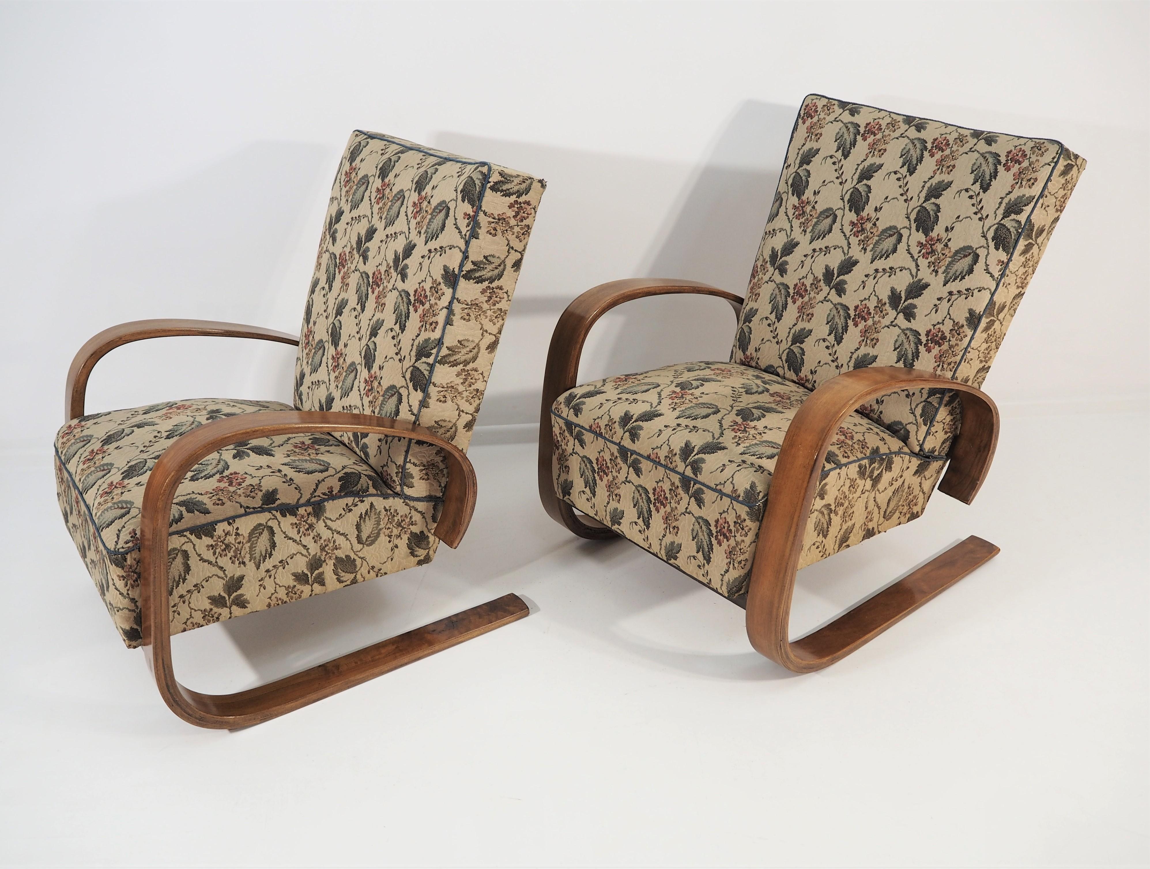 Czech Vintage Lounge Chairs by Miroslav Navratil, 1930s, Set of 2 For Sale