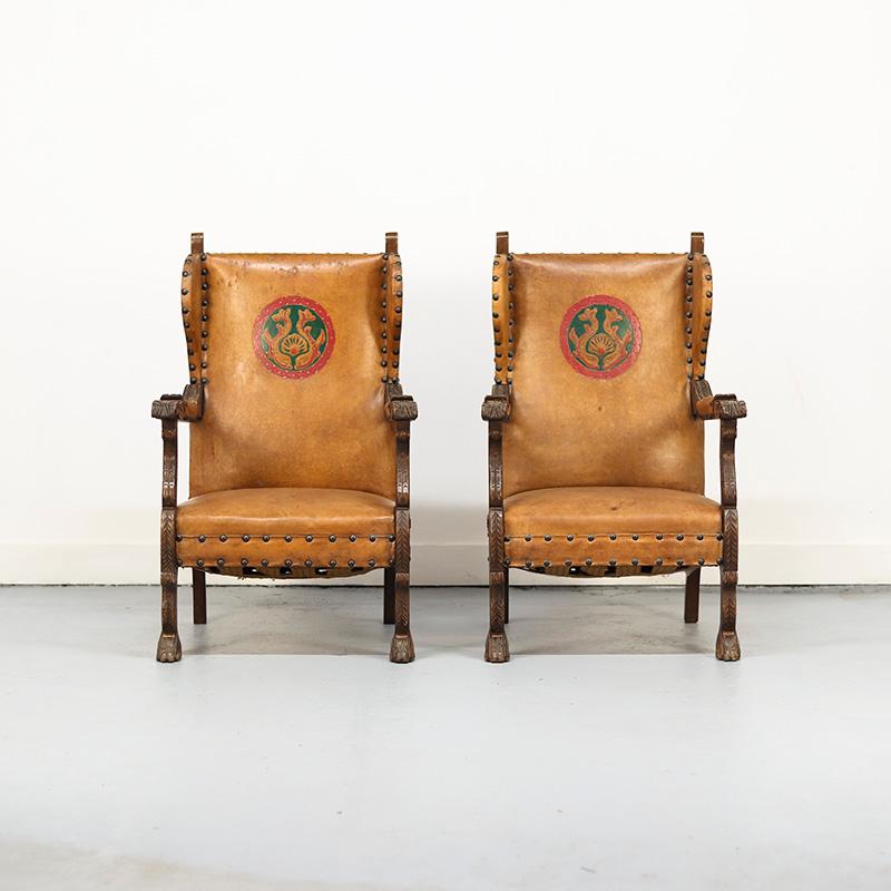 Vintage Lounge Chairs in Leather, 1960s, Set of 2 im Angebot 5