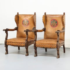 Sedie da salotto vintage in pelle, anni '60, Set di 2