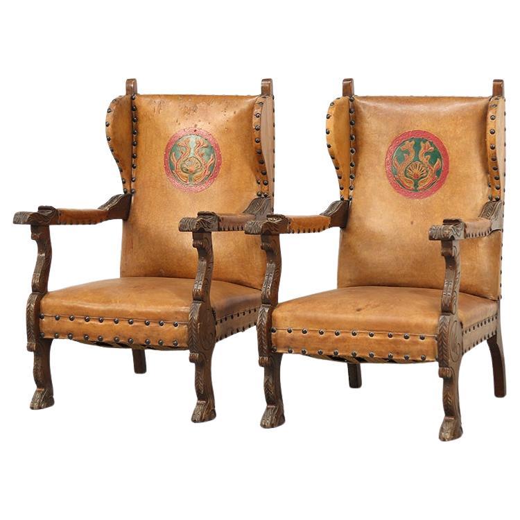 Vintage Lounge Chairs in Leather, 1960s, Set of 2 im Angebot