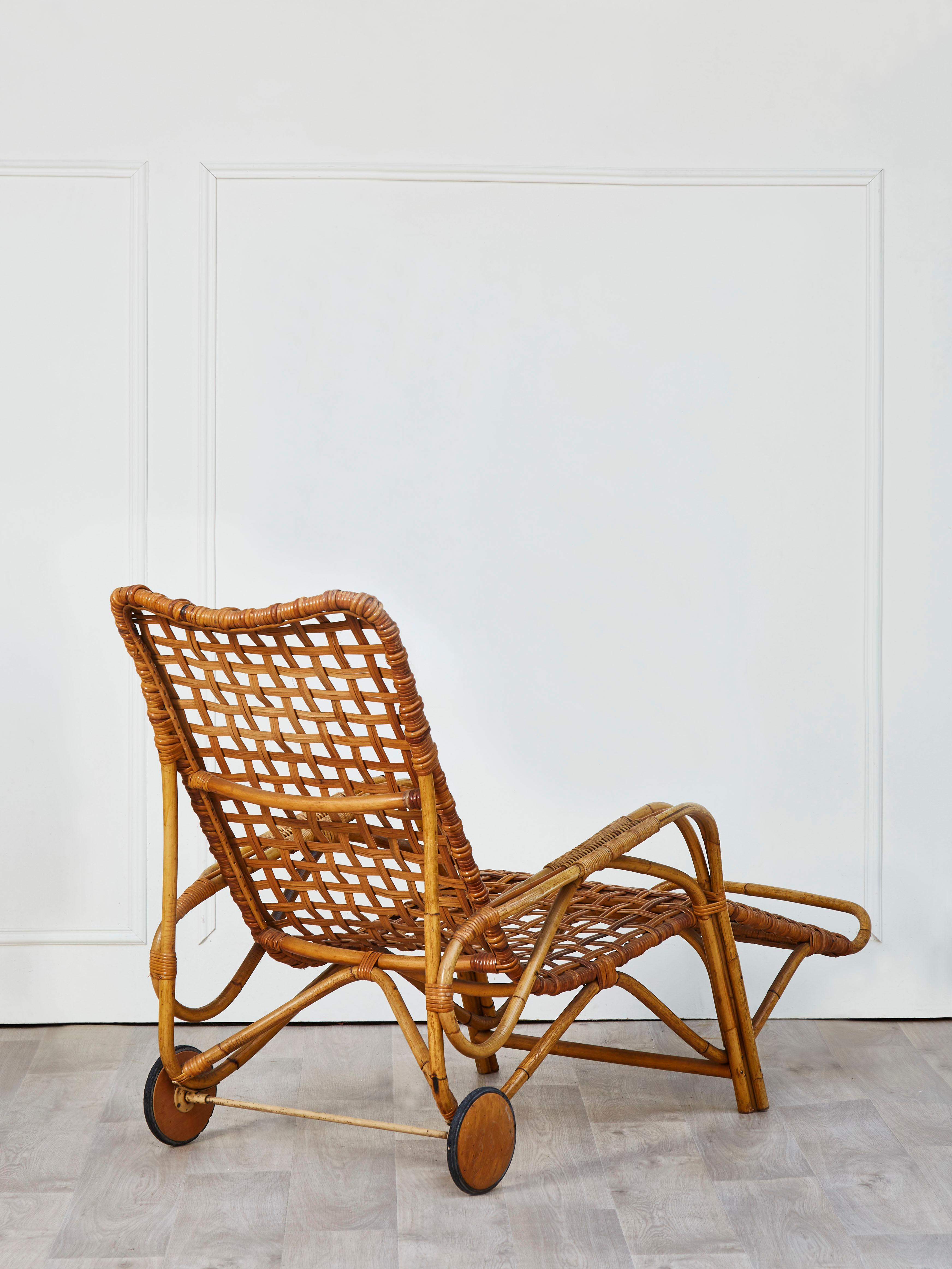 Mid-Century Modern Vintage Lounge Chairs in Rattan
