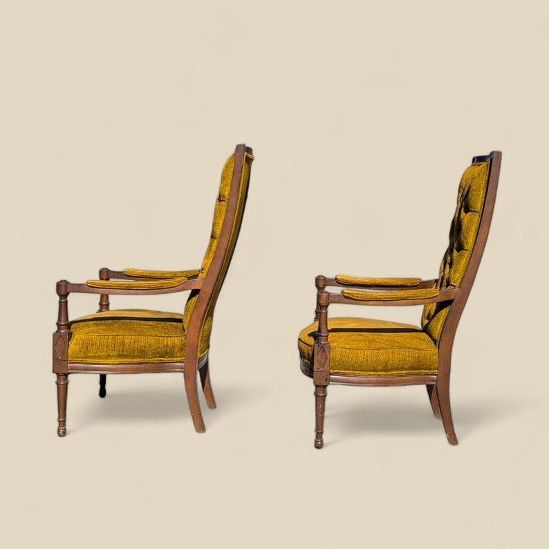 Fauteuil de salon vintage, salon, fauteuil, touffeté, dossier haut, milieu du siècle dernier en vente 2