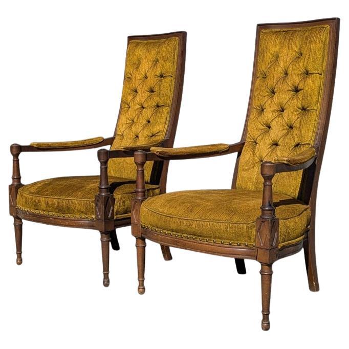 Vintage Lounge Chairs, Living Room, Armchair, Tufted, High Back, Mid Century