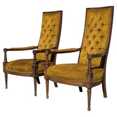 Vintage Lounge Chairs, Living Room, Armchair, Tufted, High Back, Mid Century