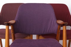 Vintage Lounge Chairs Set of 4, Germany 1960s, Beech Wood, Newly Upholstered