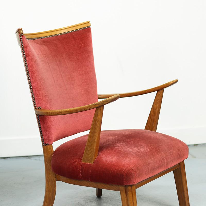 Vintage Lounge Chairs with Oak Frames, 1950s, Set of 2 im Angebot 6