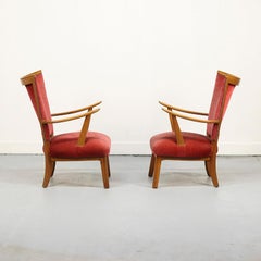 Vintage Lounge Chairs with Oak Frames, 1950s, Set of 2