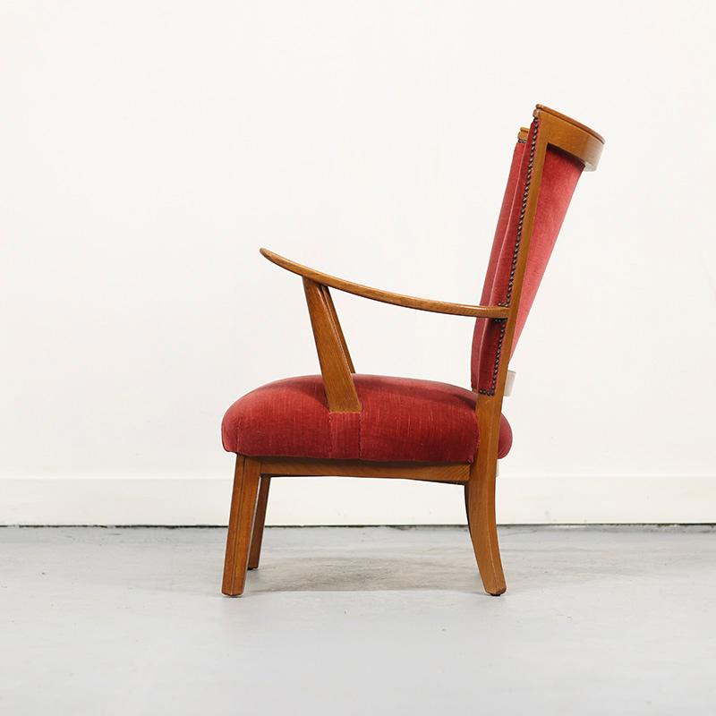 Vintage Lounge Chairs with Oak Frames, 1950s, Set of 2 (20. Jahrhundert) im Angebot