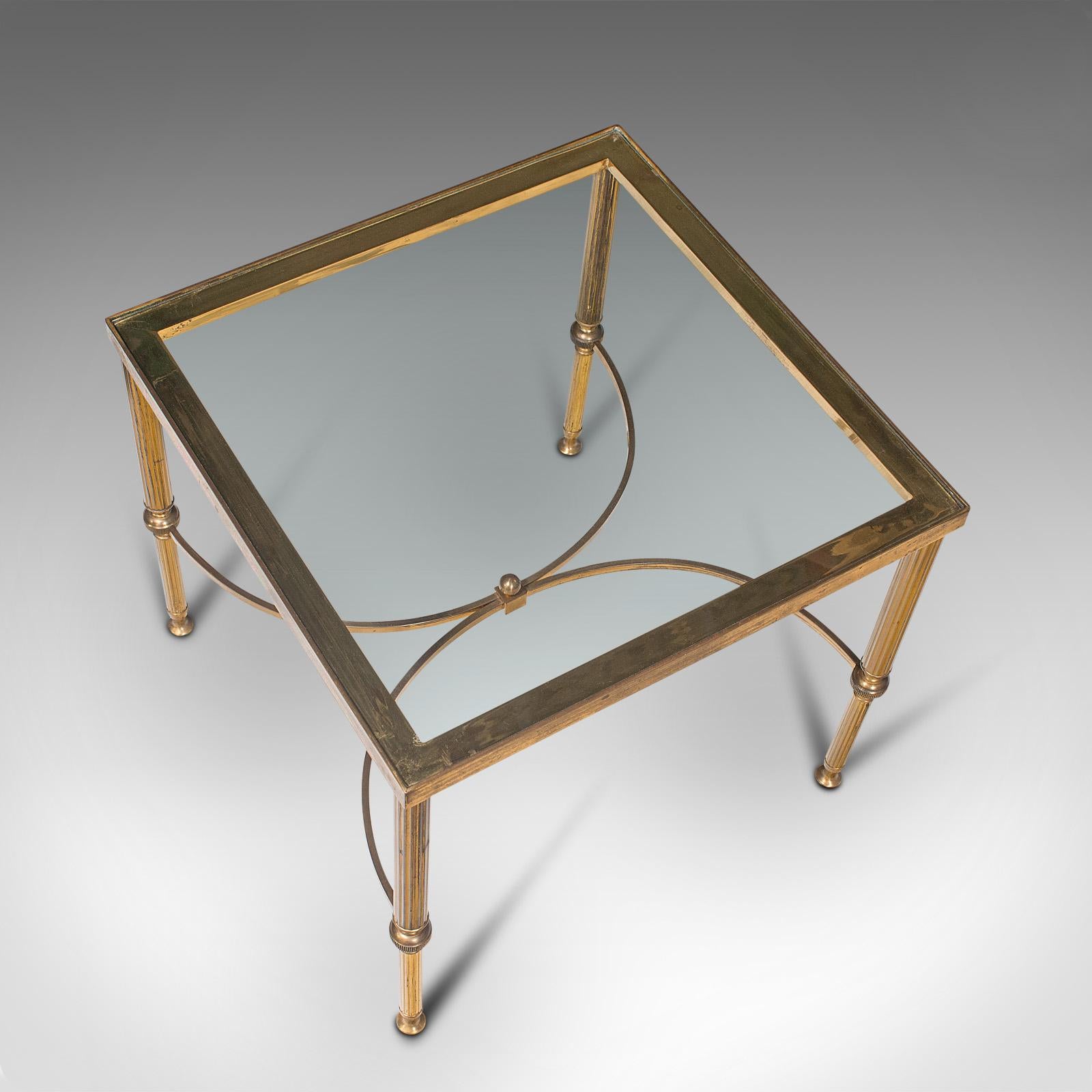 Vintage Lounge Coffee Table, French, Brass, Occasional, Lamp, Late 20th Century For Sale 3
