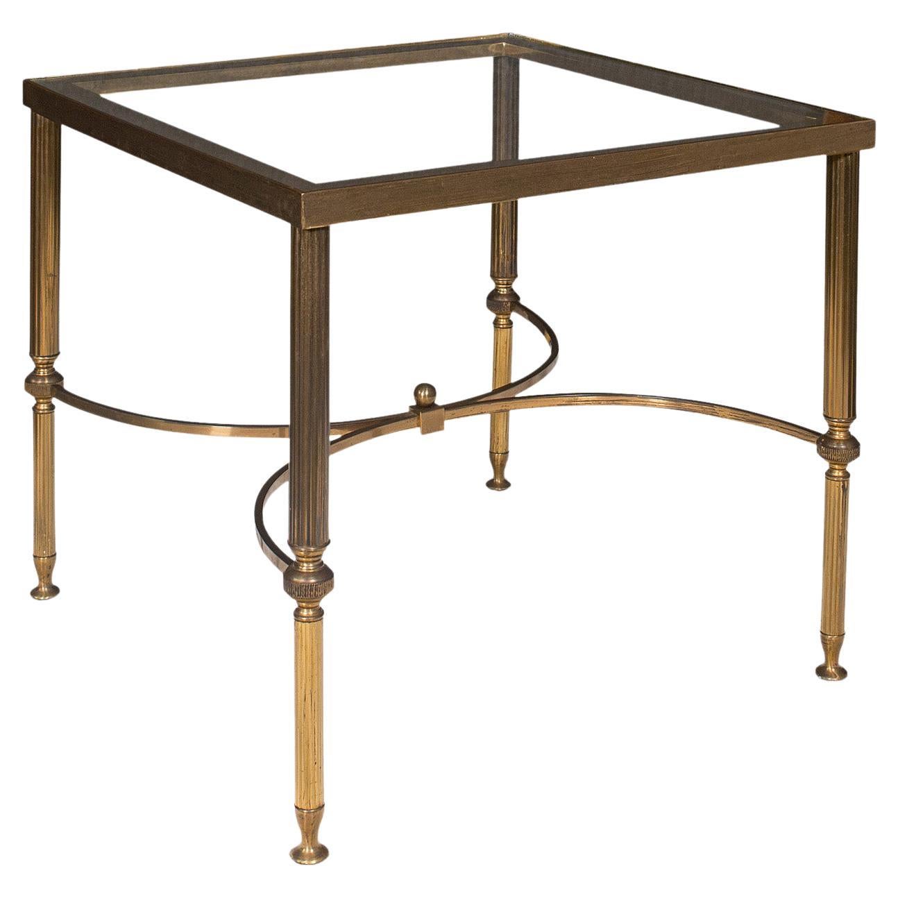 Vintage Lounge Coffee Table, French, Brass, Occasional, Lamp, Late 20th Century For Sale