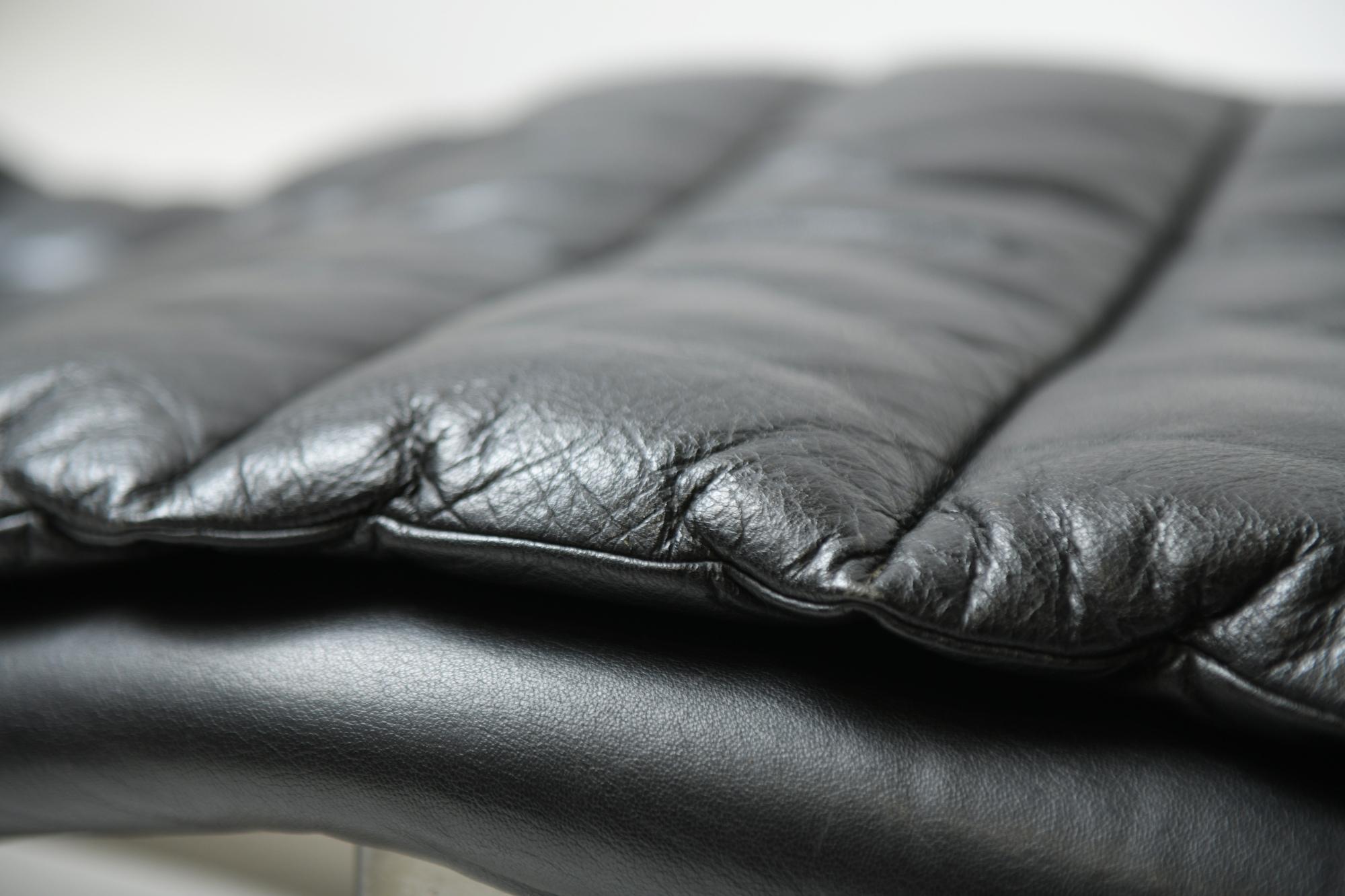Lounge-Tagesbett aus schwarzem Leder von Mobel Italia, Italien im Angebot 5