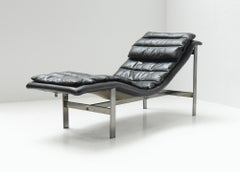 Lettino Lounge vintage in pelle nera di Mobel Italia - Italia