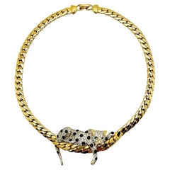 Vintage Lounging Leopard Big Cat Necklace 1980s