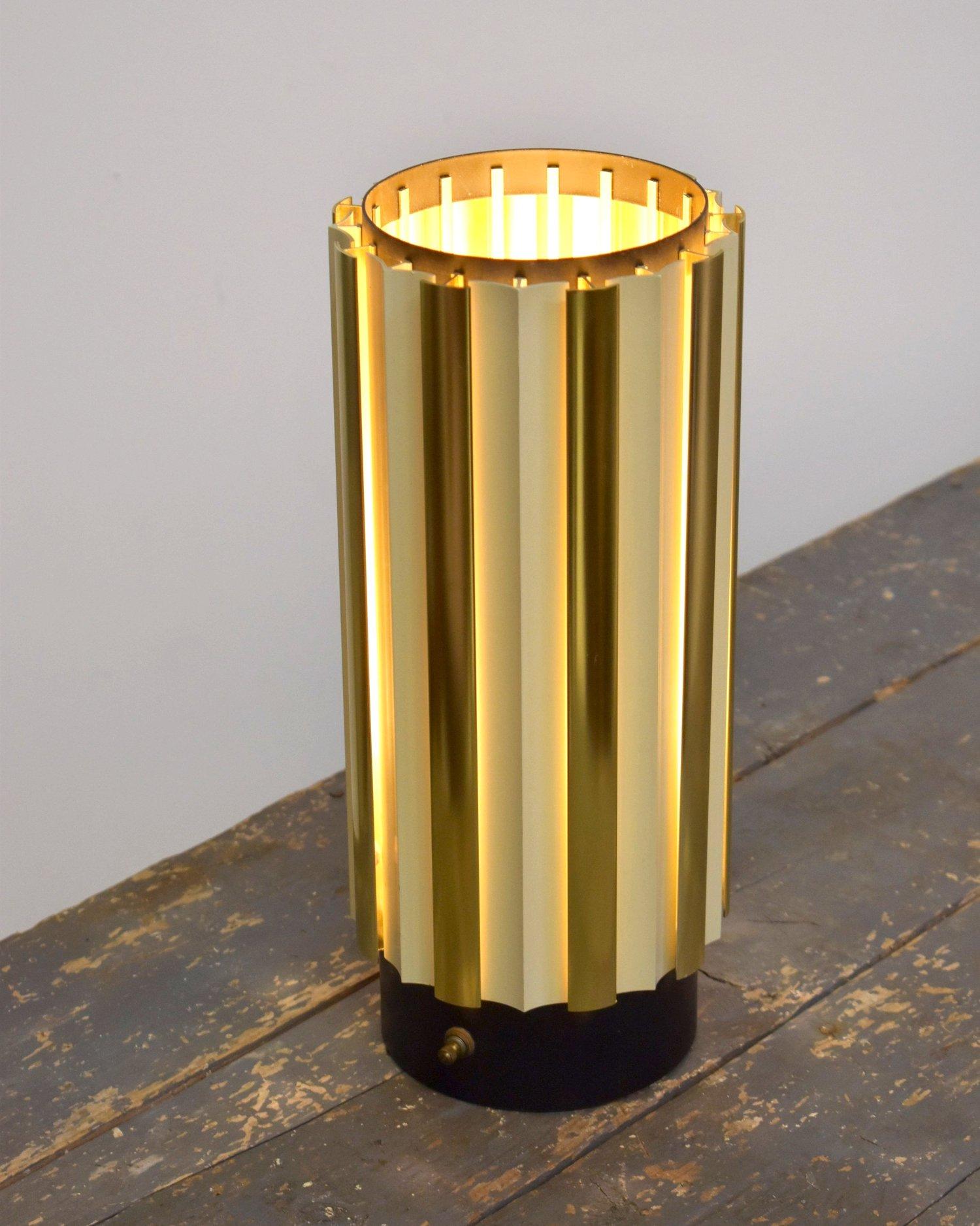 American Vintage Louvered Metal Lamp Attributed to Gerald Thurston for Lightolier, 1960s For Sale