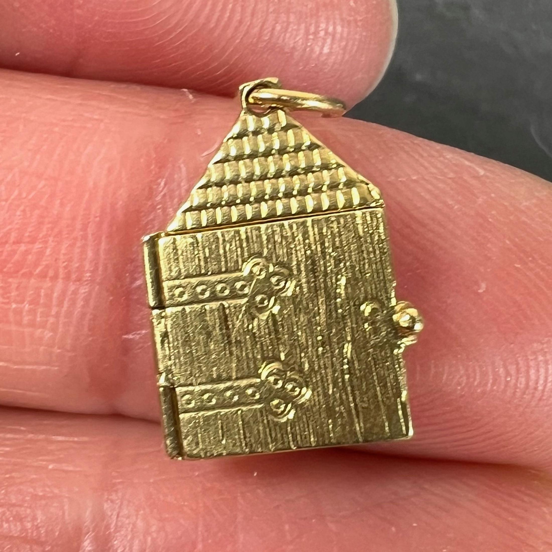 Ciondolo con cuore d'amore d'epoca che apre la porta, smaltato in oro giallo 18 carati in vendita 5