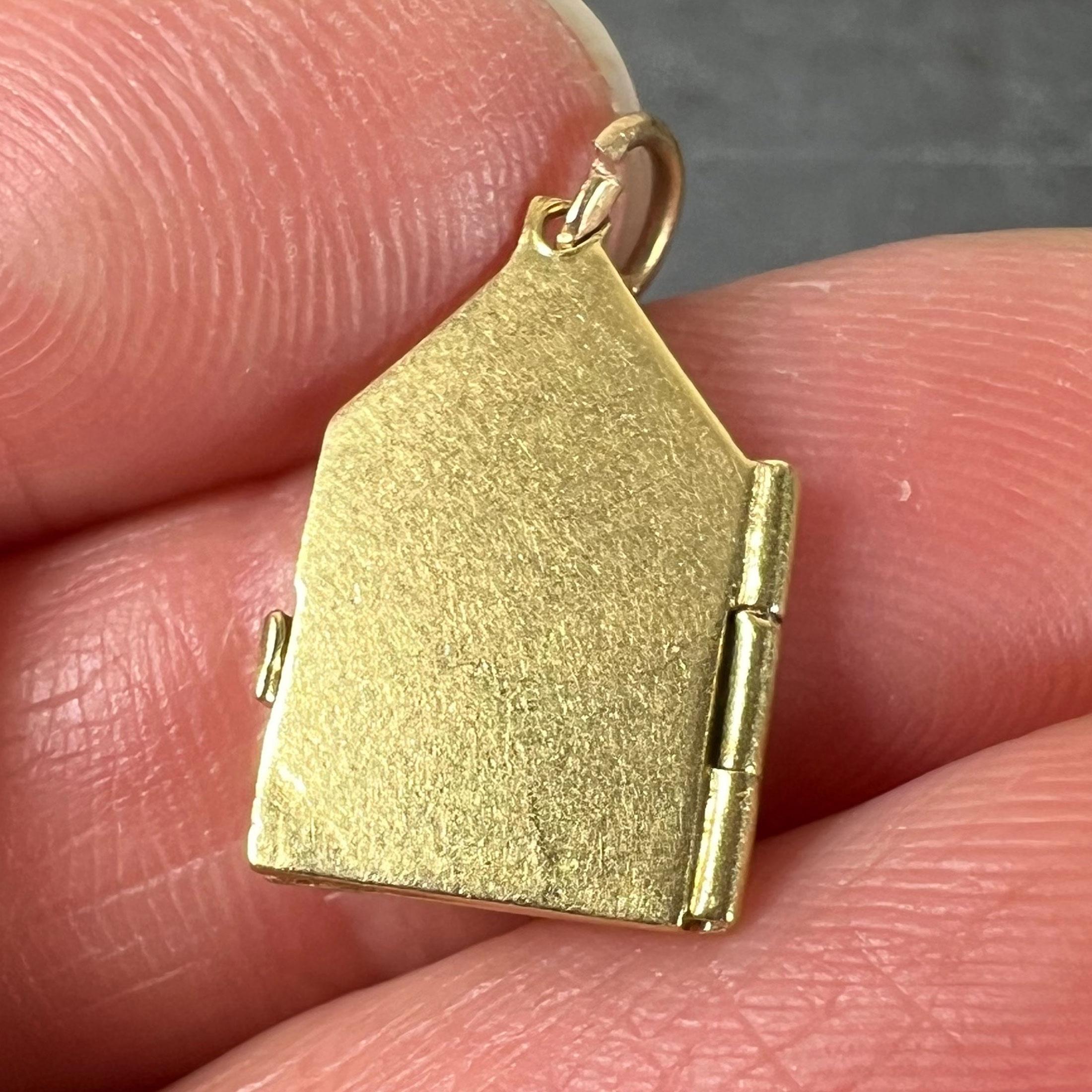 Ciondolo con cuore d'amore d'epoca che apre la porta, smaltato in oro giallo 18 carati in vendita 8
