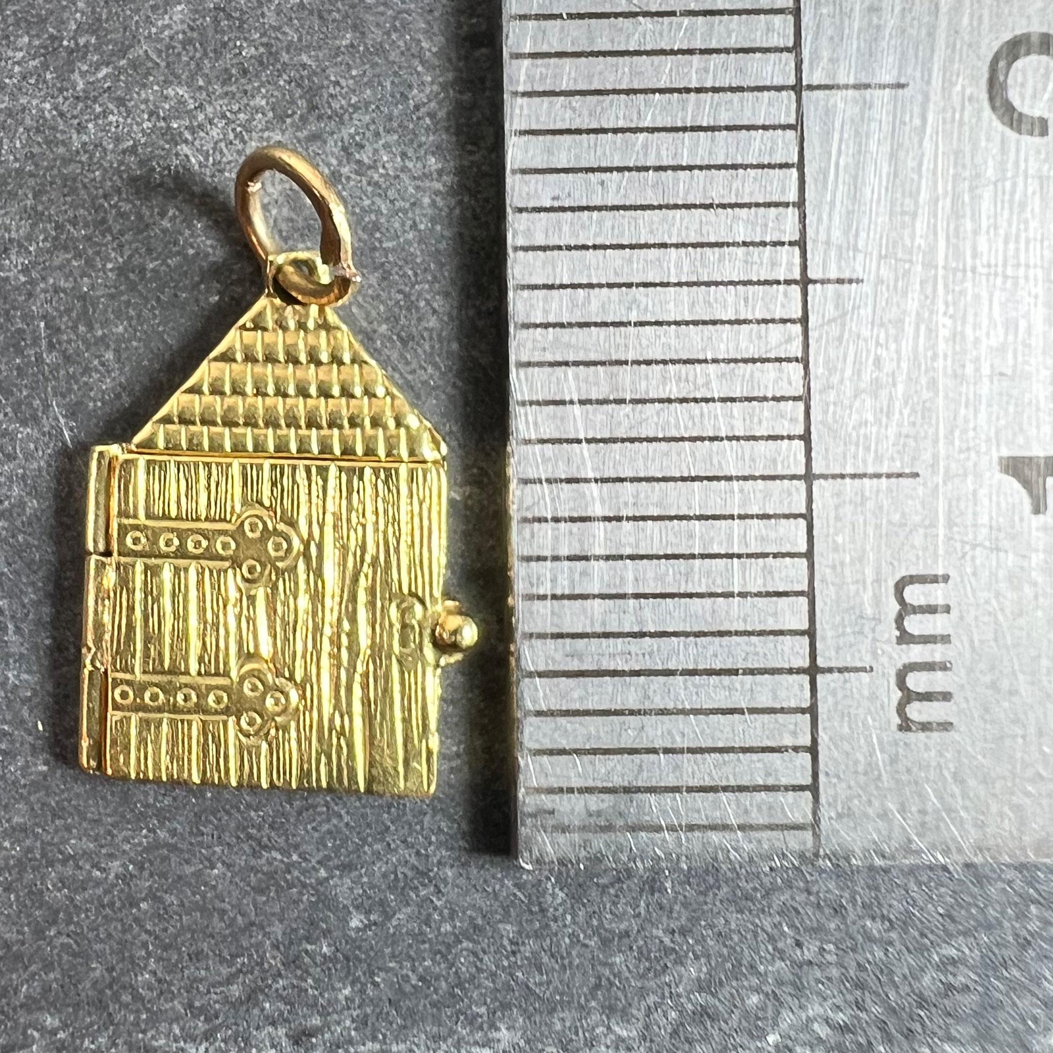 Ciondolo con cuore d'amore d'epoca che apre la porta, smaltato in oro giallo 18 carati in vendita 9