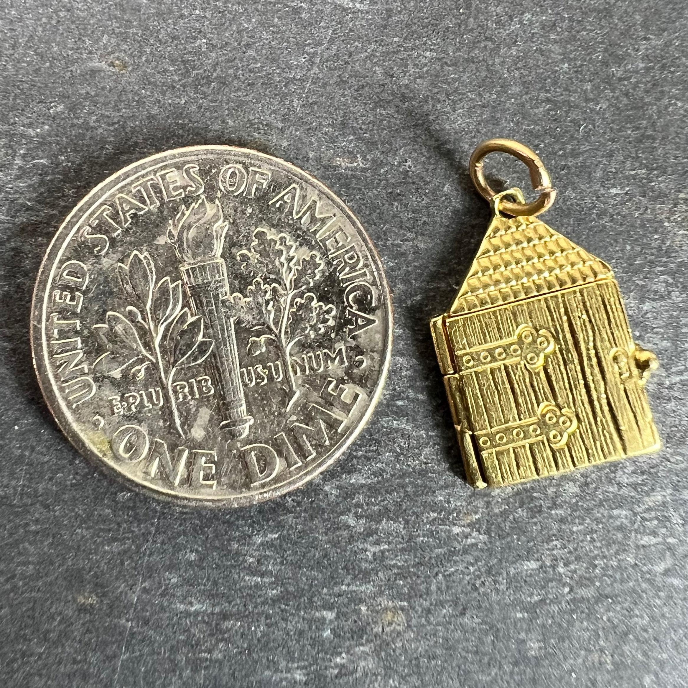 Ciondolo con cuore d'amore d'epoca che apre la porta, smaltato in oro giallo 18 carati in vendita 10
